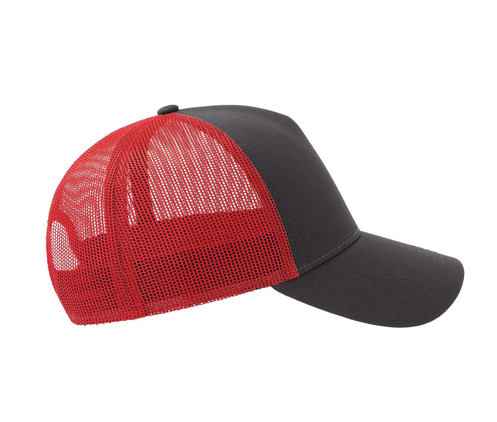 Casquette 5 Pans Style Trucker en Coton - Dark Grey/red