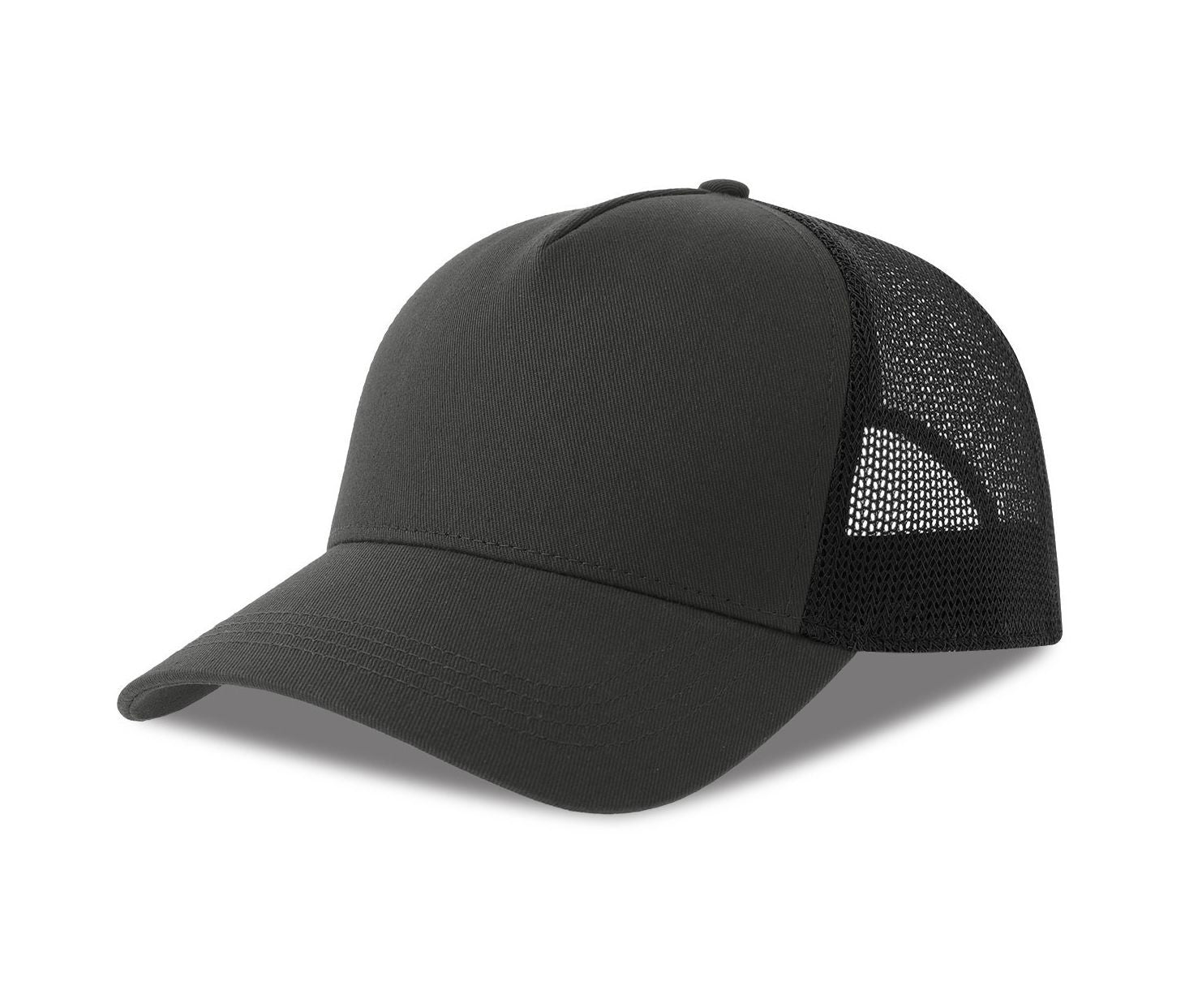 Casquette 5 Pans Style Trucker en Coton - Dark Grey/black