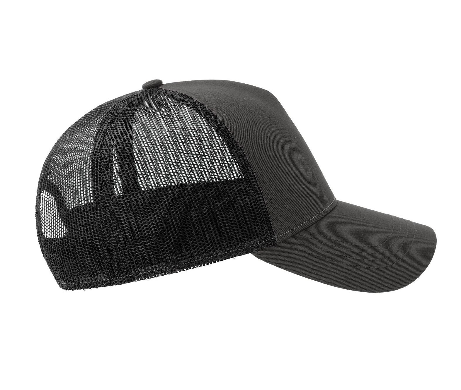 Casquette 5 Pans Style Trucker en Coton - Dark Grey/black