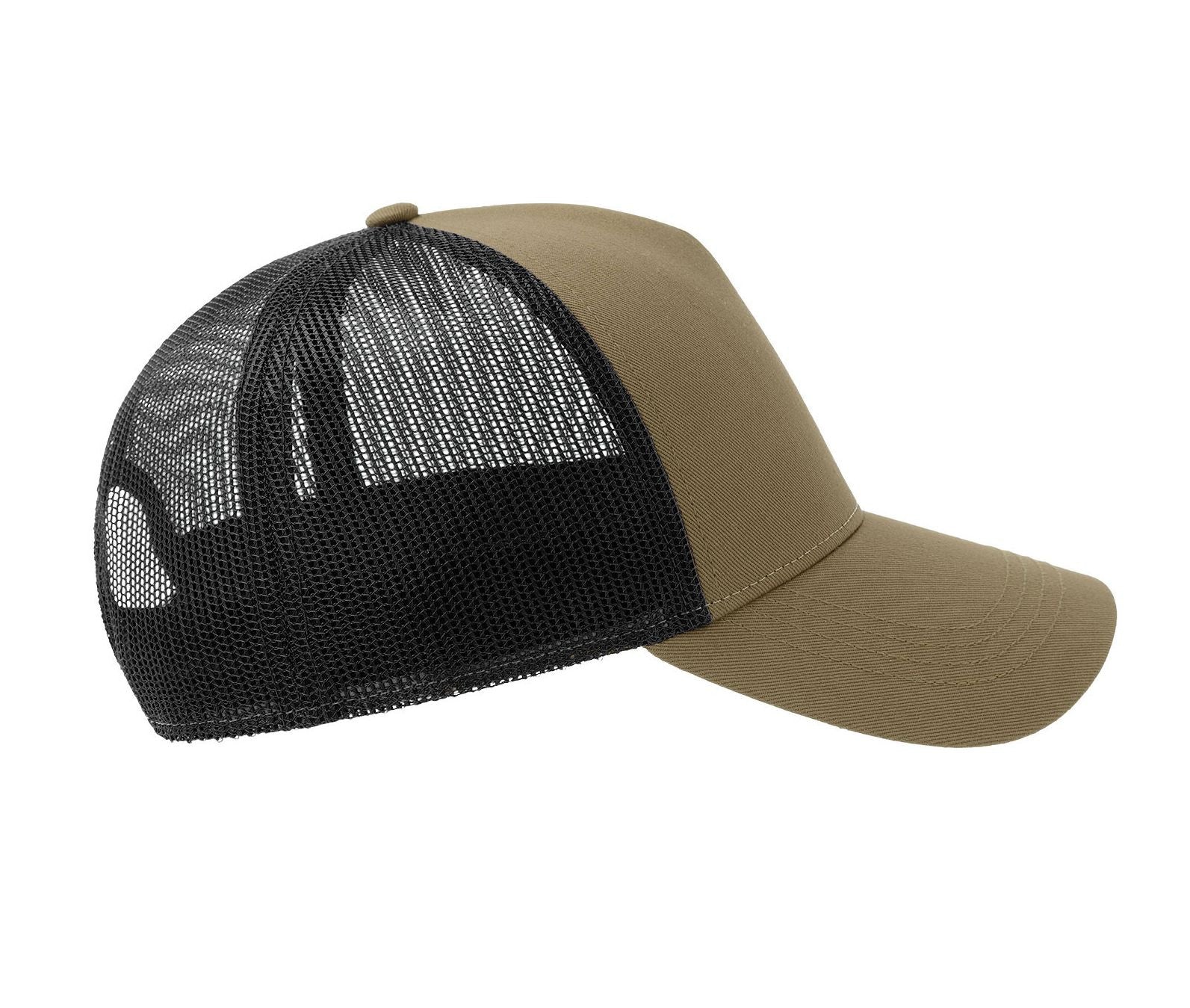 Casquette 5 Pans Style Trucker en Coton - Khaki/black