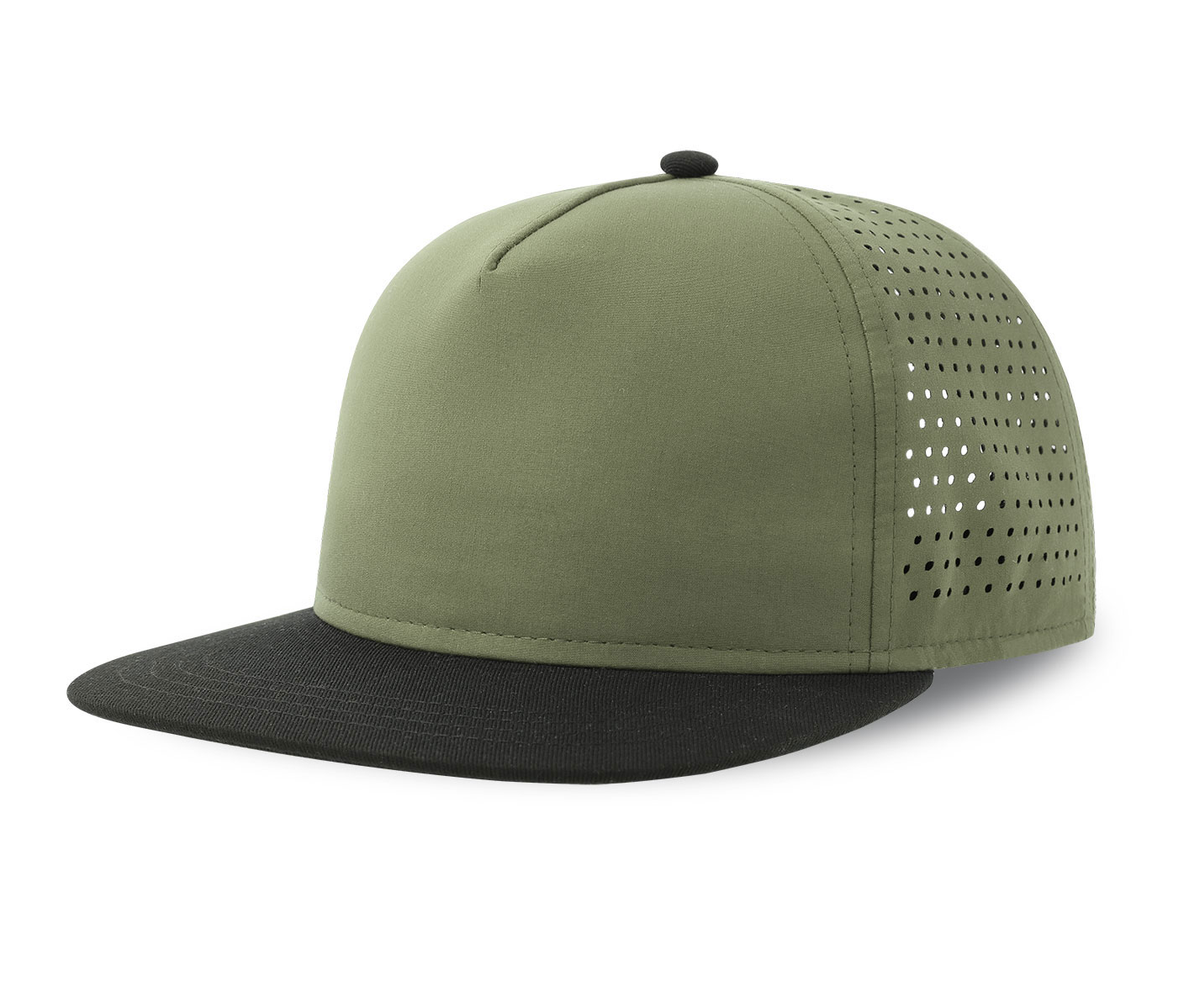 Casquette Visière Plate en Polyester Recyclé - Olive/black