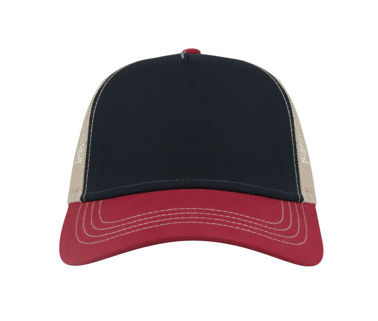 Casquette Rapper en Polyester Canvas Recyclé - Navy / Burgundy / Khaki