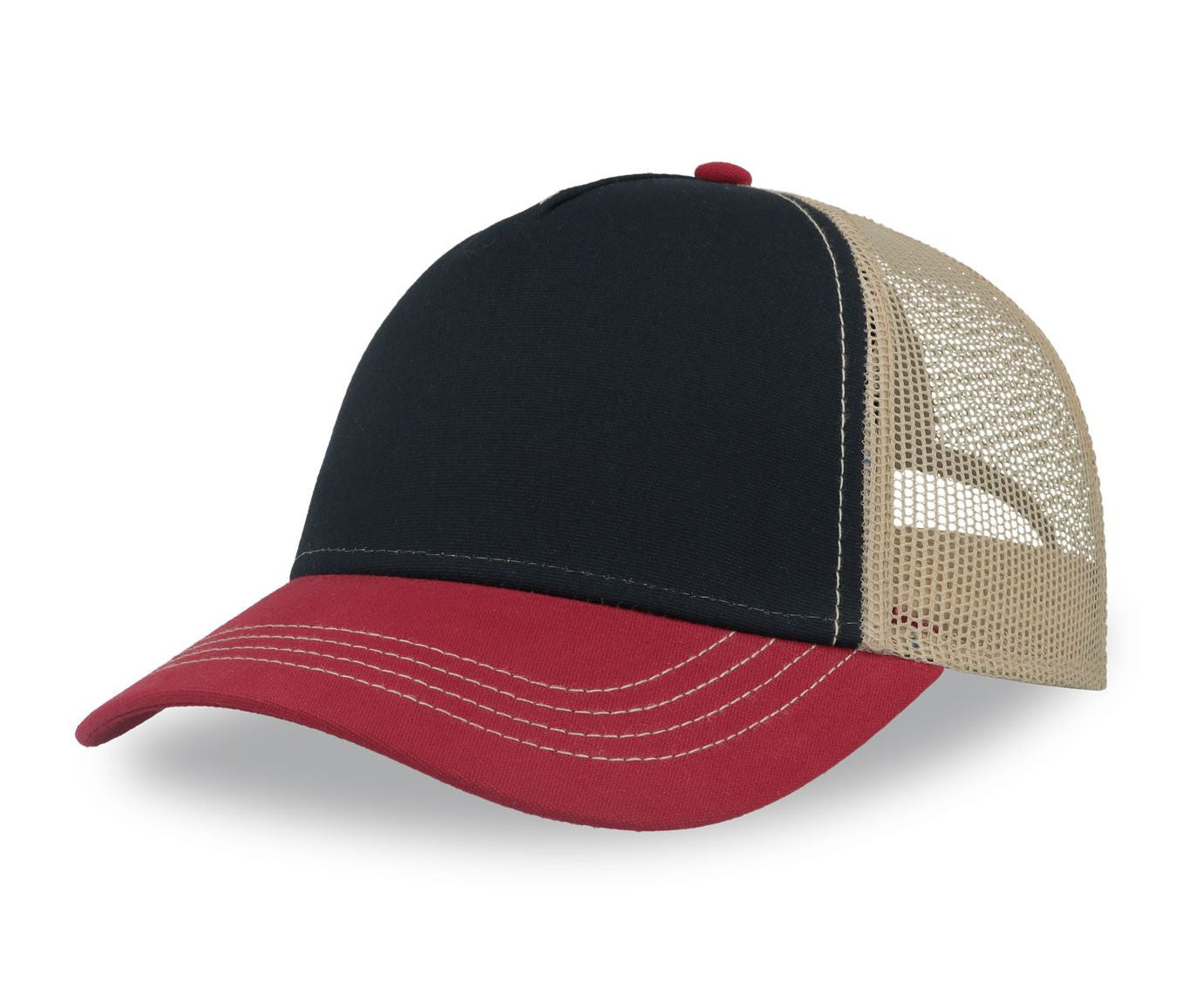 Casquette Rapper en Polyester Canvas Recyclé - Navy / Burgundy / Khaki