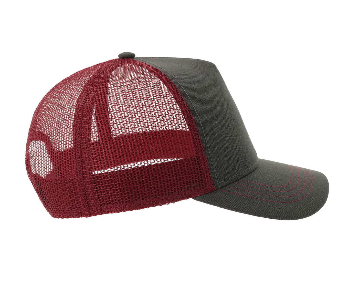 Casquette Rapper en Polyester Canvas Recyclé - Dark Grey/burgundy