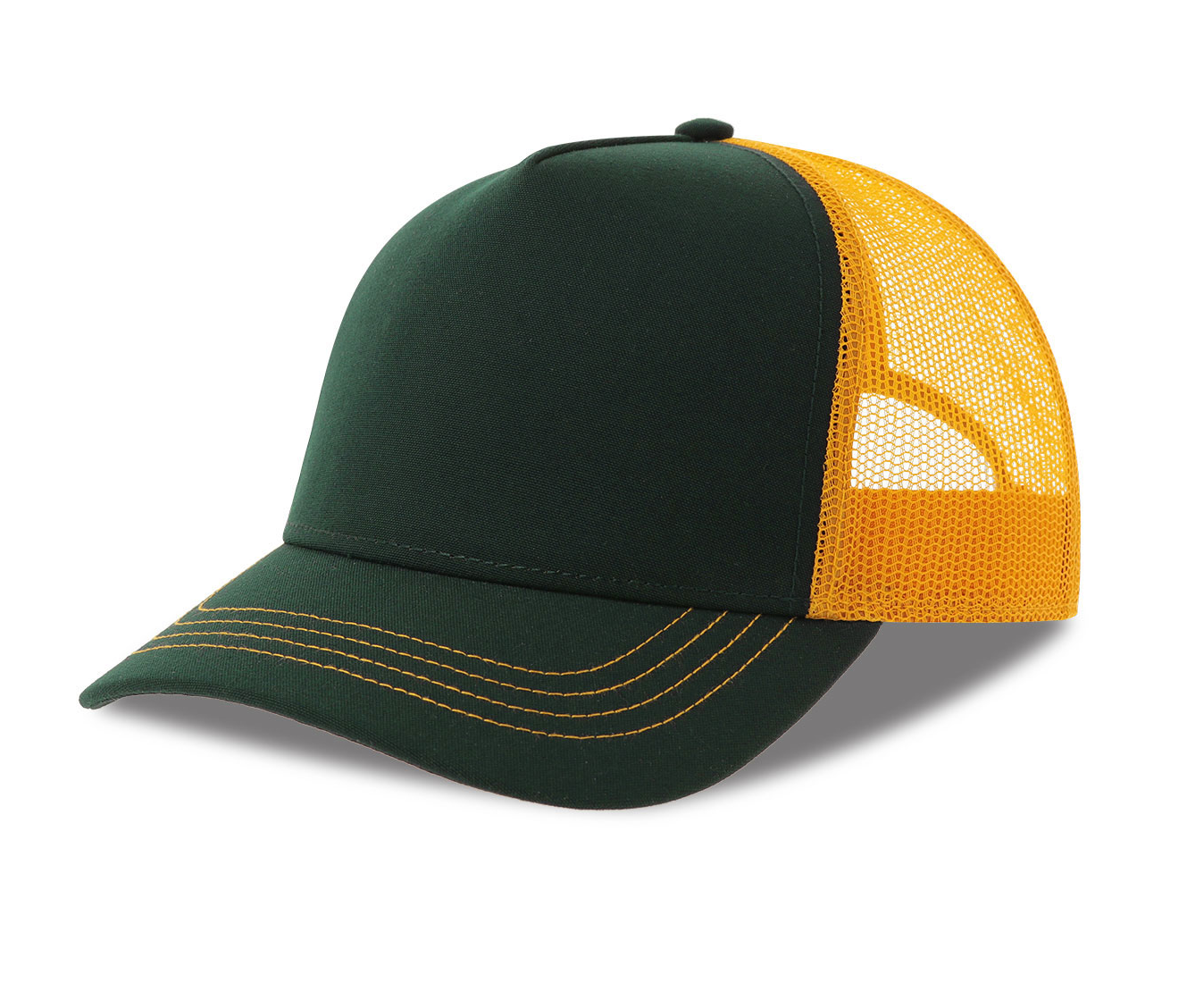 Casquette Rapper en Polyester Canvas Recyclé - Bottle Green/yellow