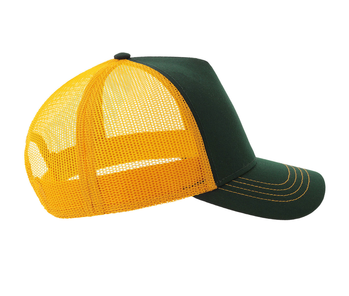 Casquette Rapper en Polyester Canvas Recyclé - Bottle Green/yellow