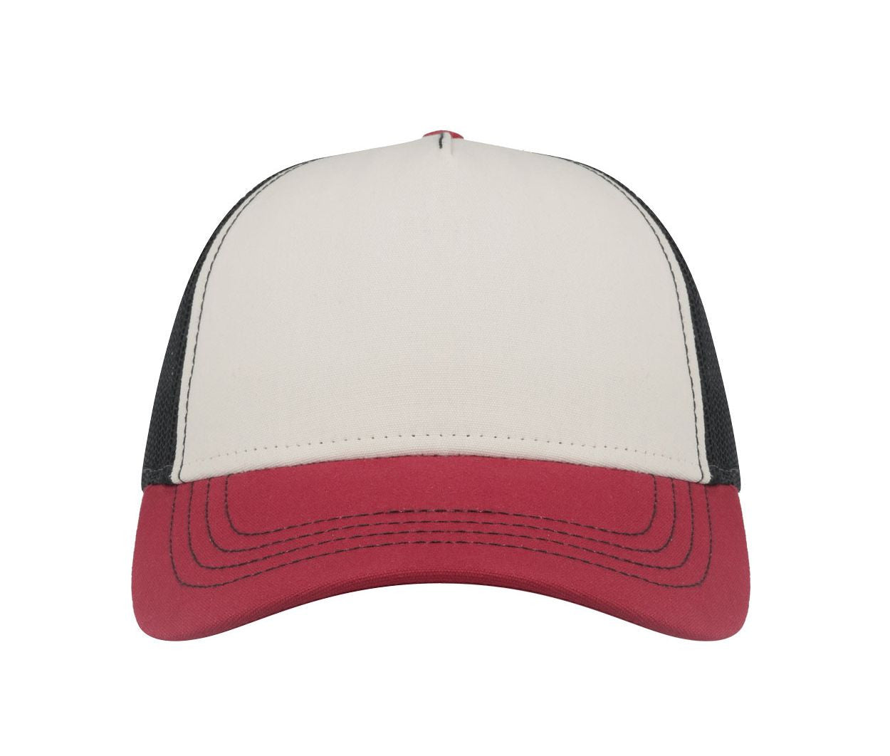 Casquette Rapper en Polyester Canvas Recyclé - White / Burgundy / Black