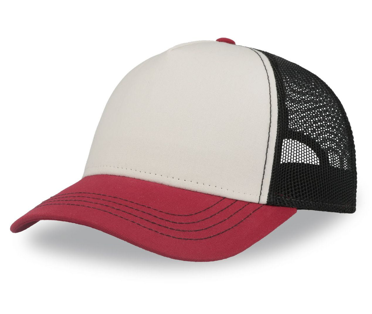 Casquette Rapper en Polyester Canvas Recyclé - White / Burgundy / Black