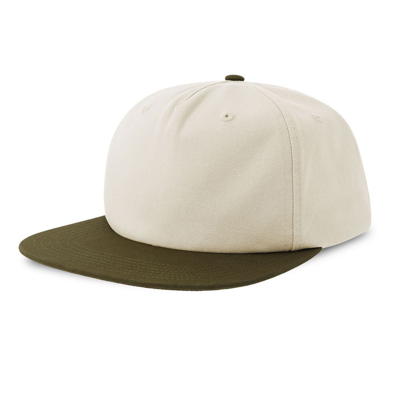 Casquette Vintage Visière Plate - Off White / Olive