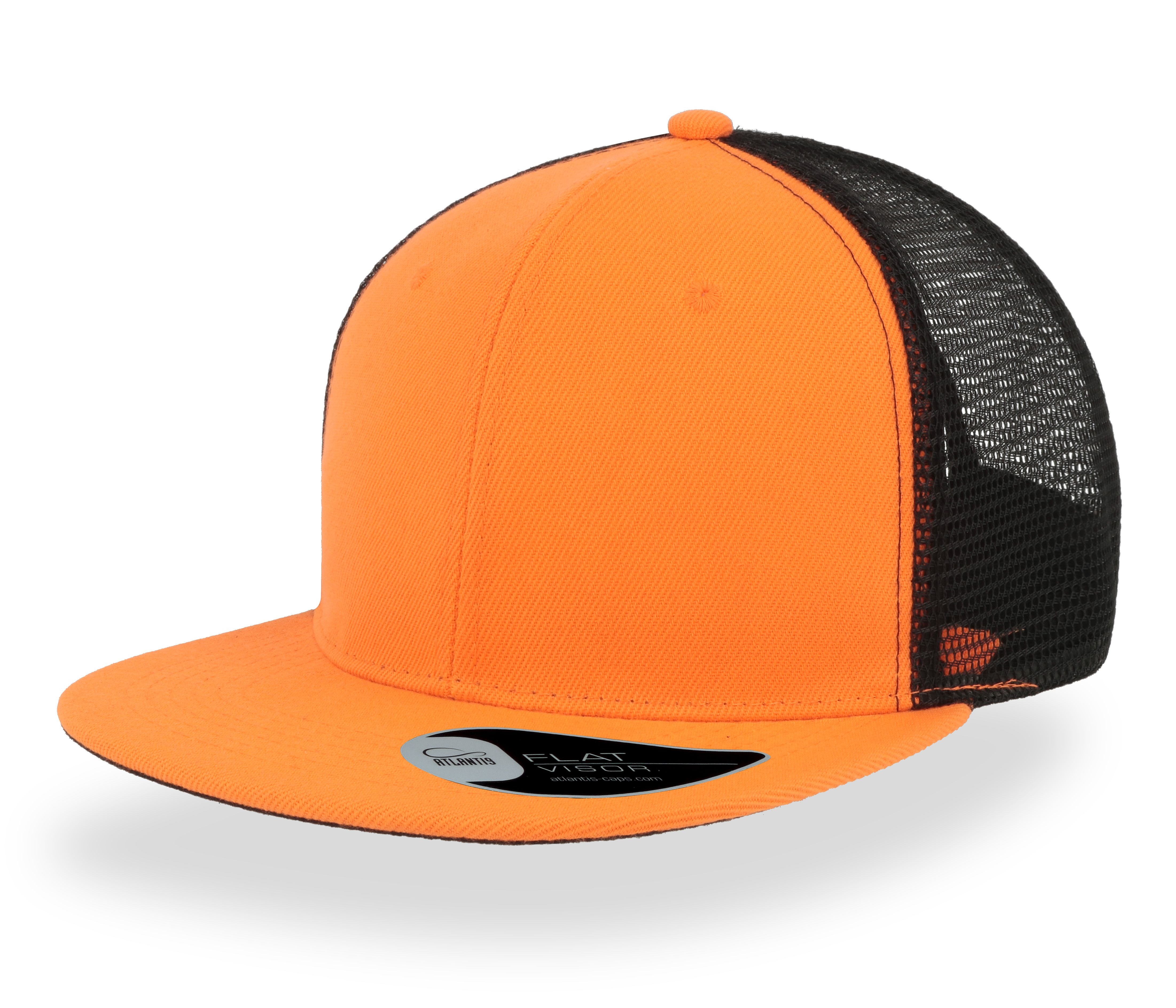 Casquette Visière Plate Style Trucker - Orange / Black