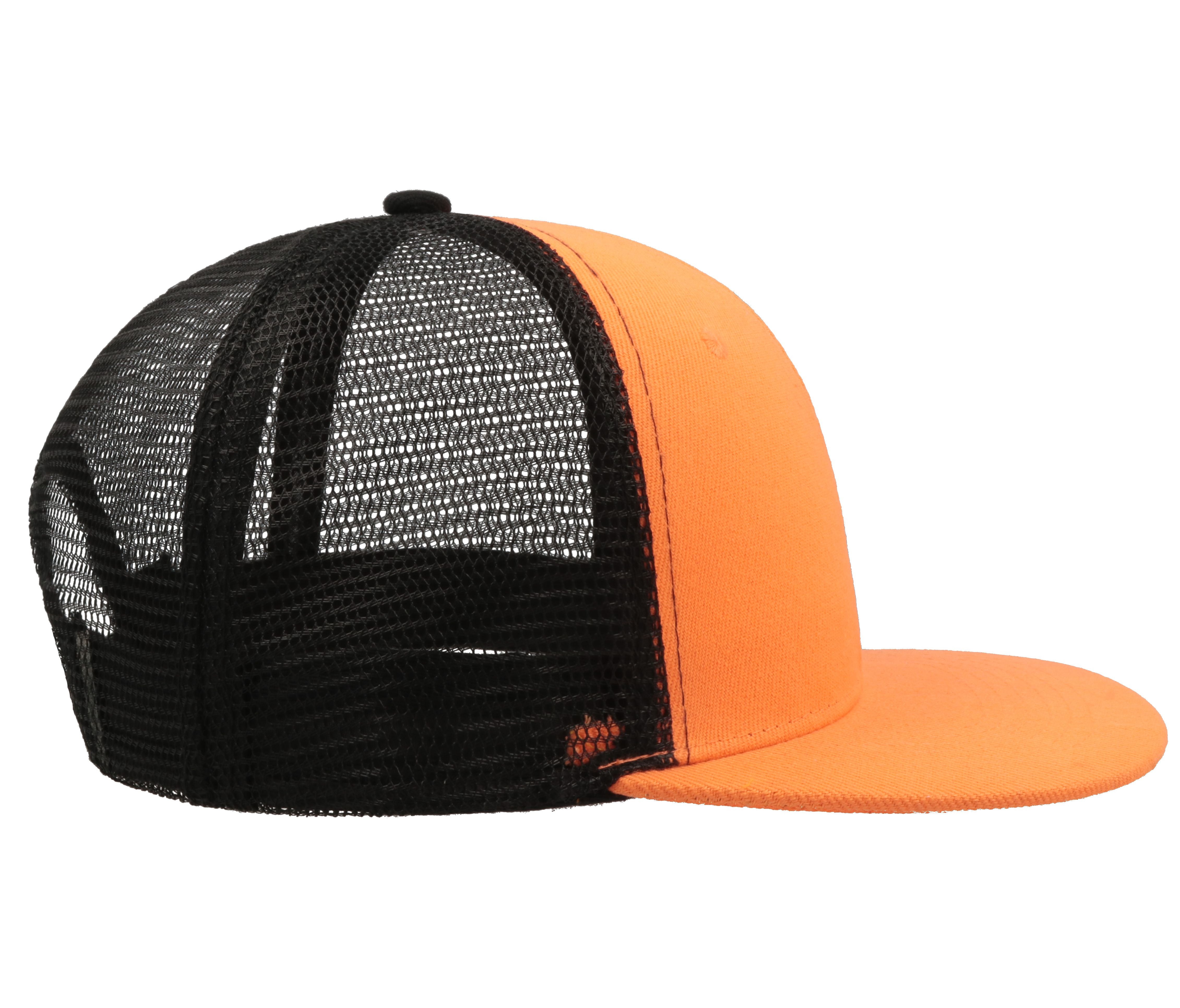 Casquette Visière Plate Style Trucker - Orange / Black