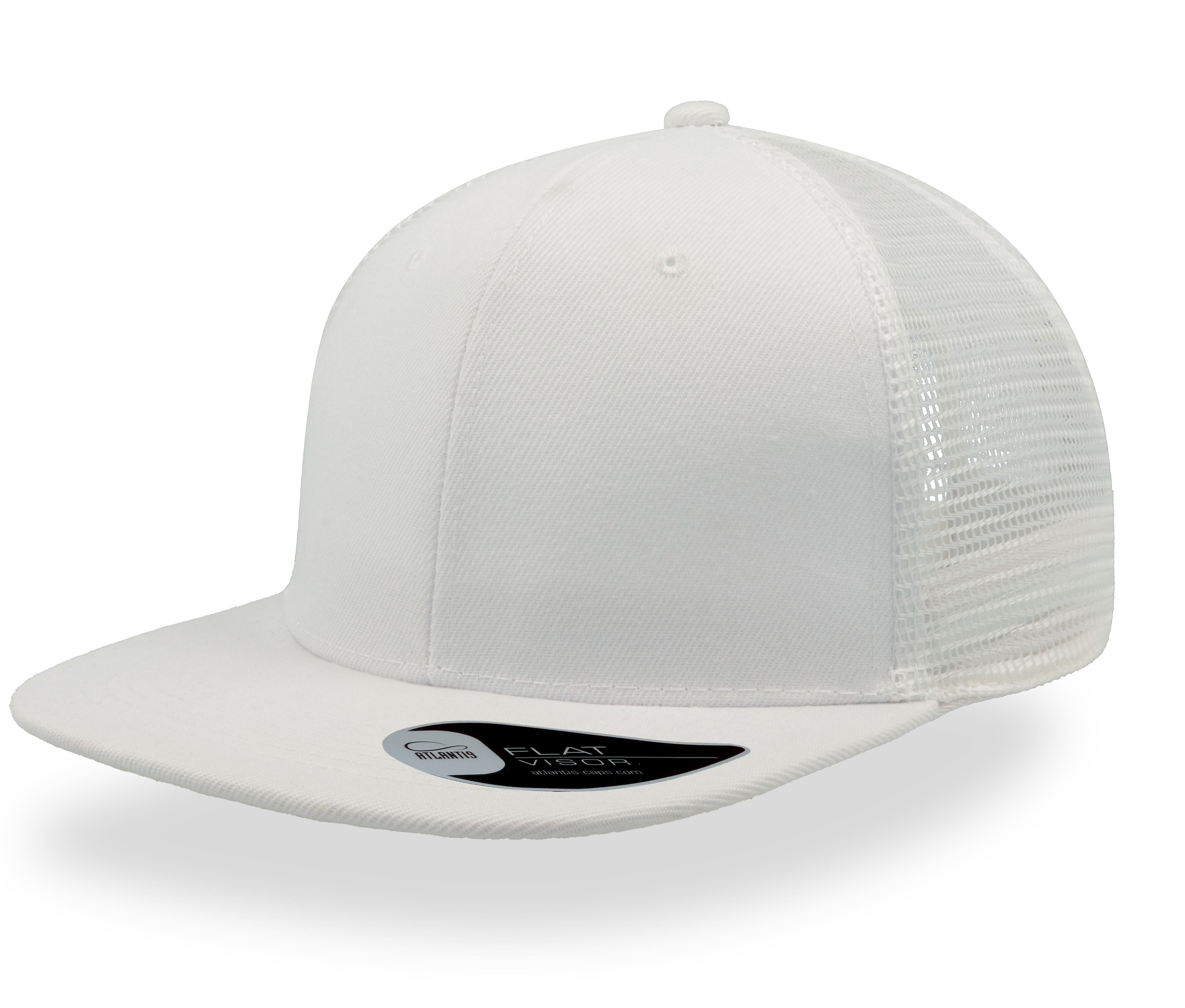 Casquette Visière Plate Style Trucker - White / White