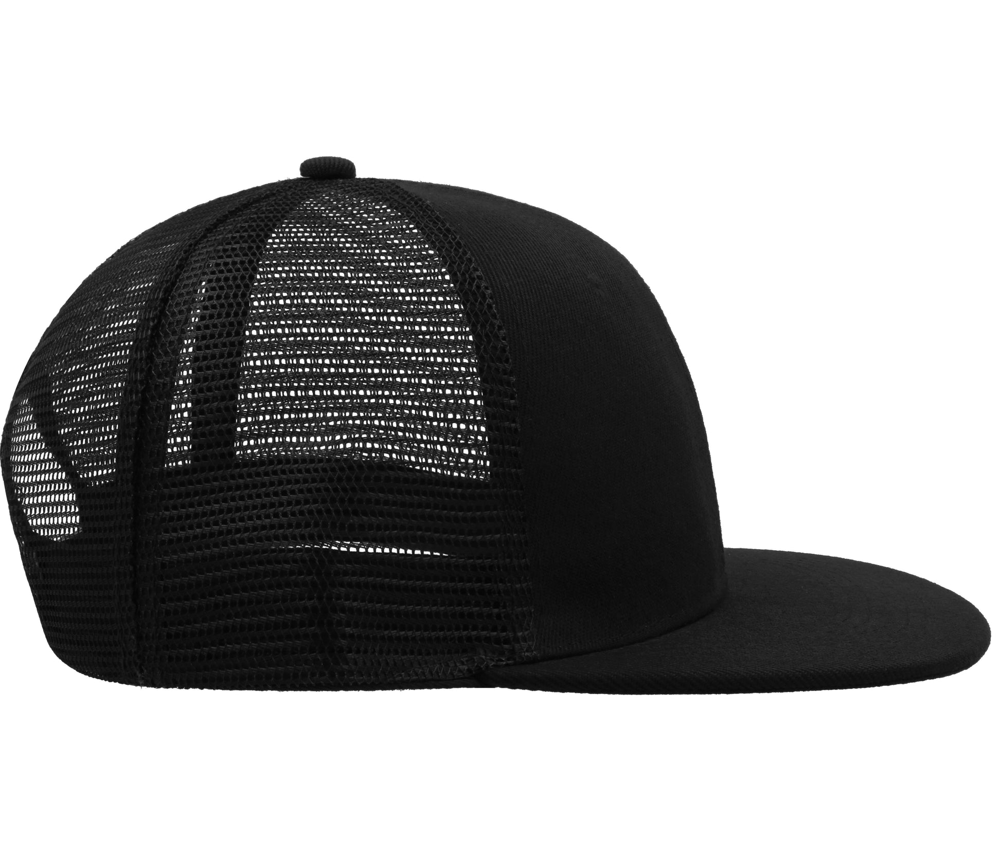 Casquette Visière Plate Style Trucker - Black / Black