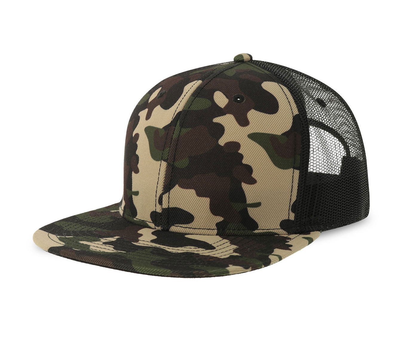 Casquette Visière Plate Style Trucker - Camouflage/black