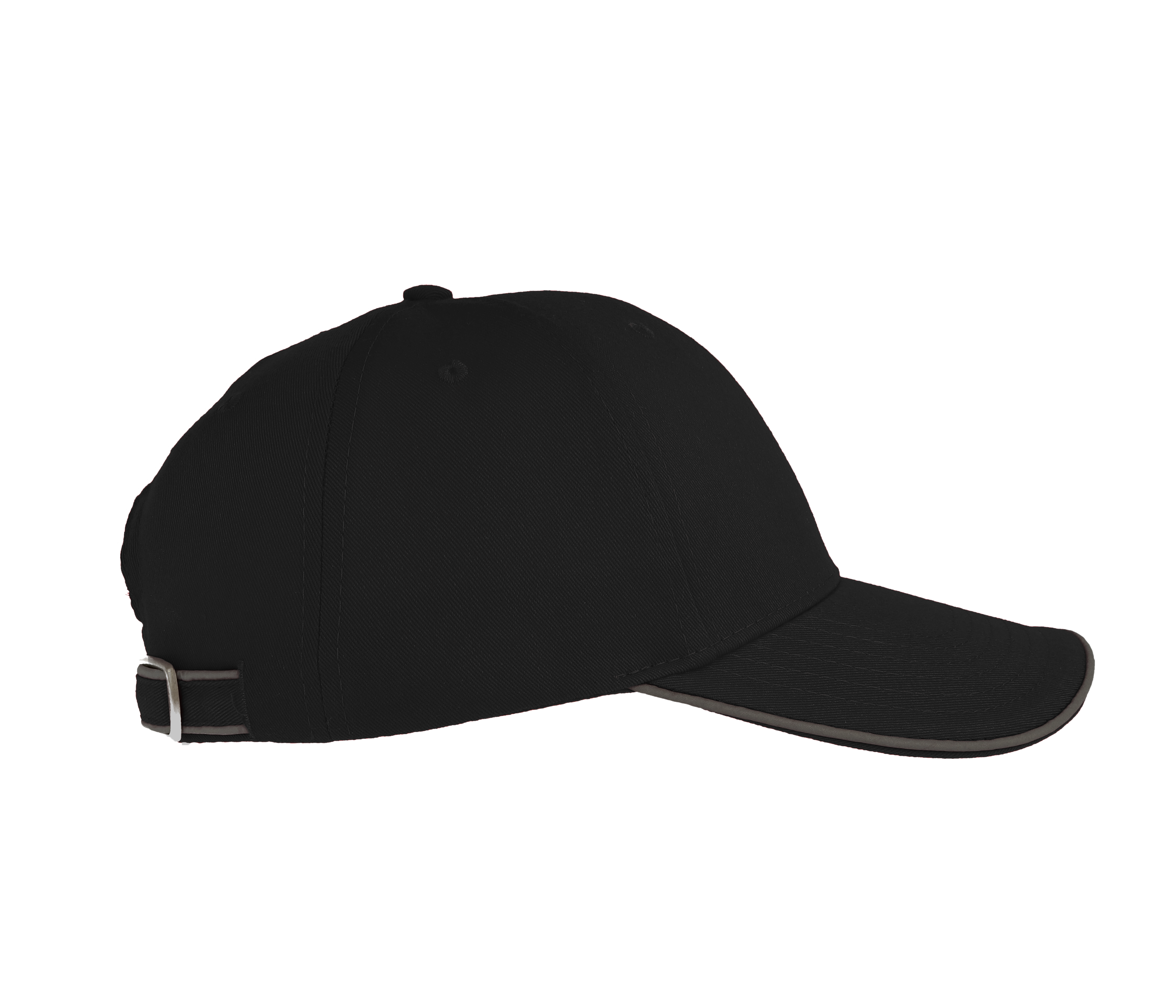 Casquette 6 Pans Liseré Réfléchissant - Black