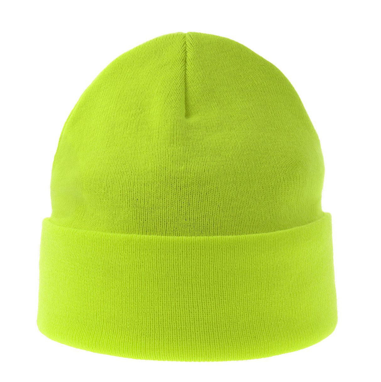 Bonnet en Bord Côte Avec Rabat - Fluo Yellow