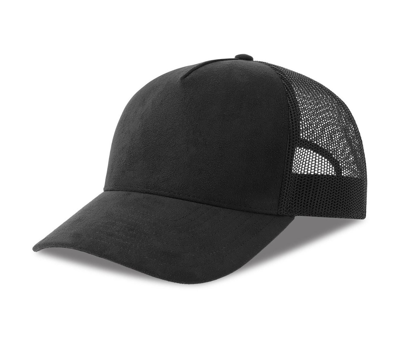 Casquette Style Trucker en Faux Daim - Black