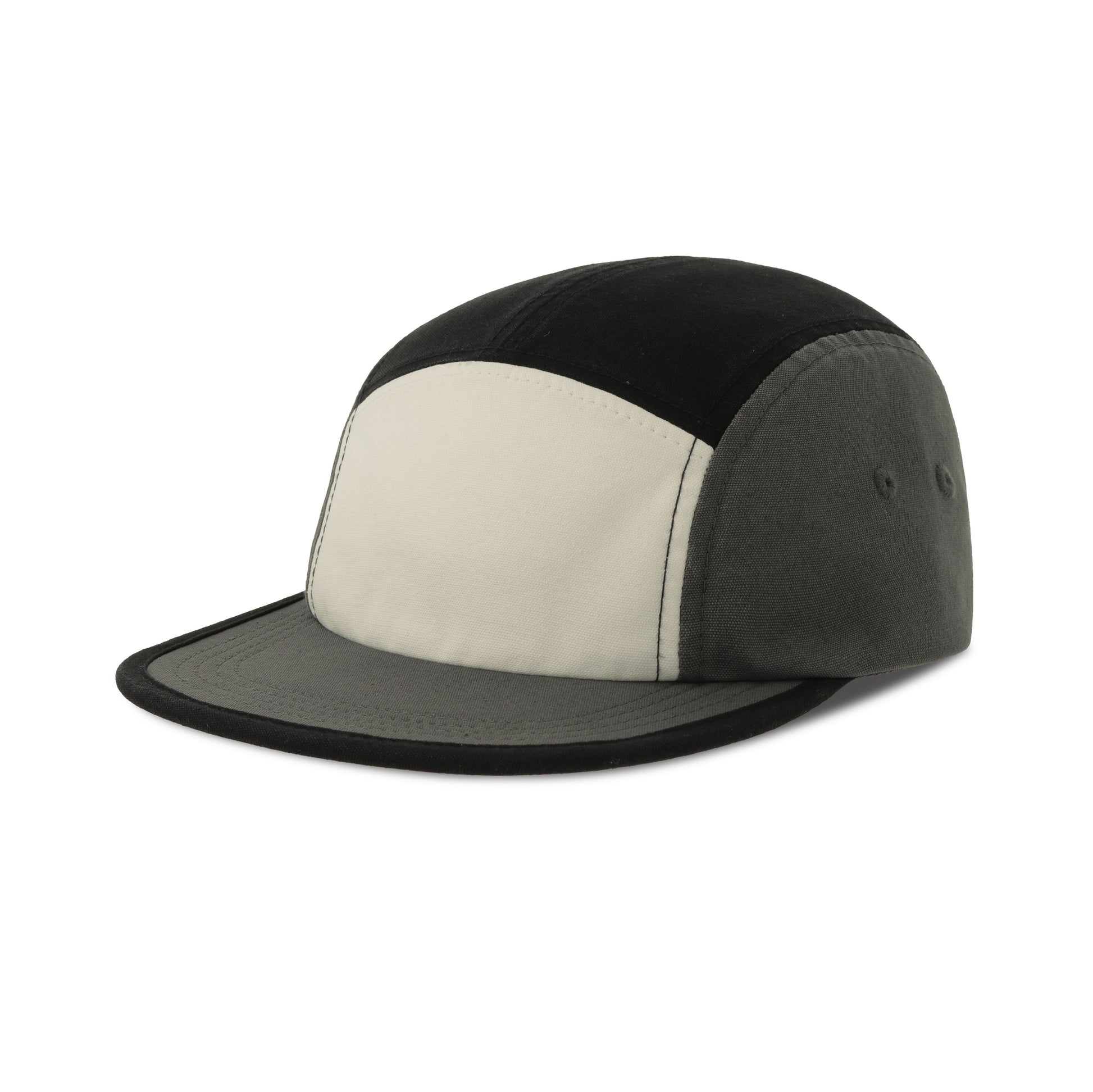 Casquette 5 Pans Visière Plate Effet Délavé - White / Black / Dark Grey