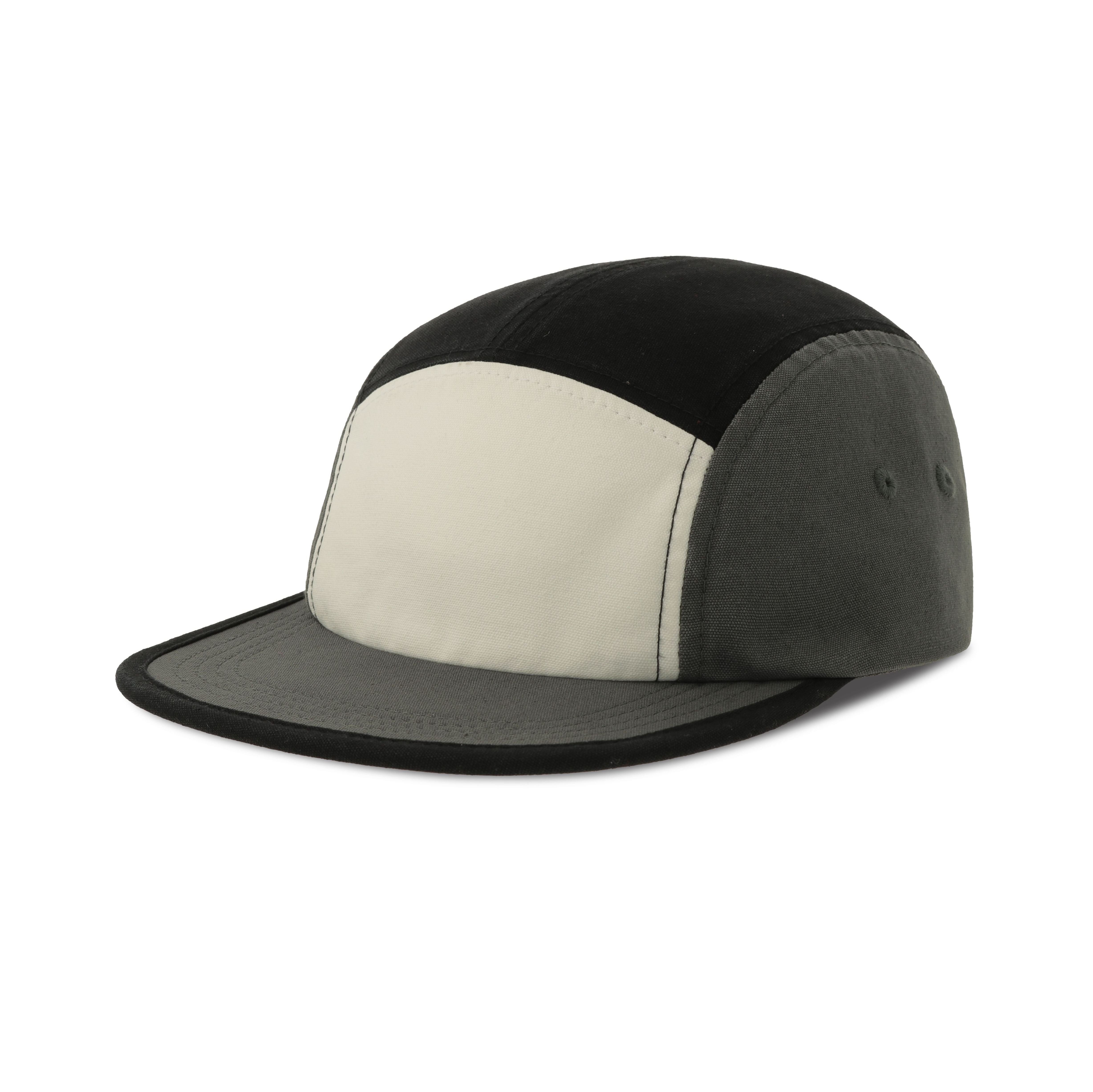 Casquette 5 Pans Visière Plate Effet Délavé - White / Black / Dark Grey