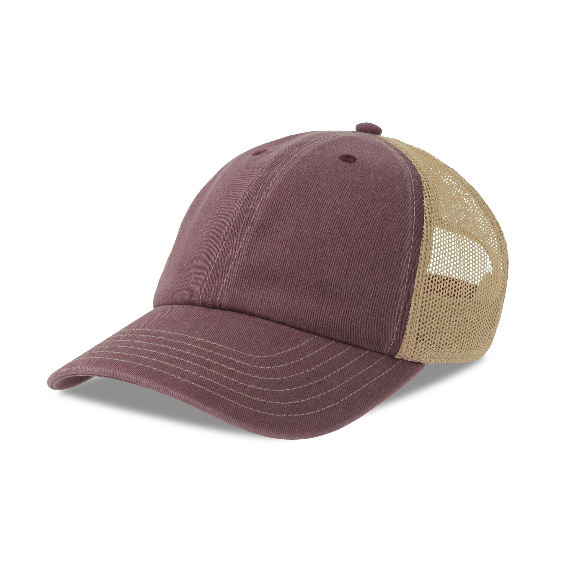 Casquette Bicolore 6 Pans Style Vintage - Burgundy / Khaki