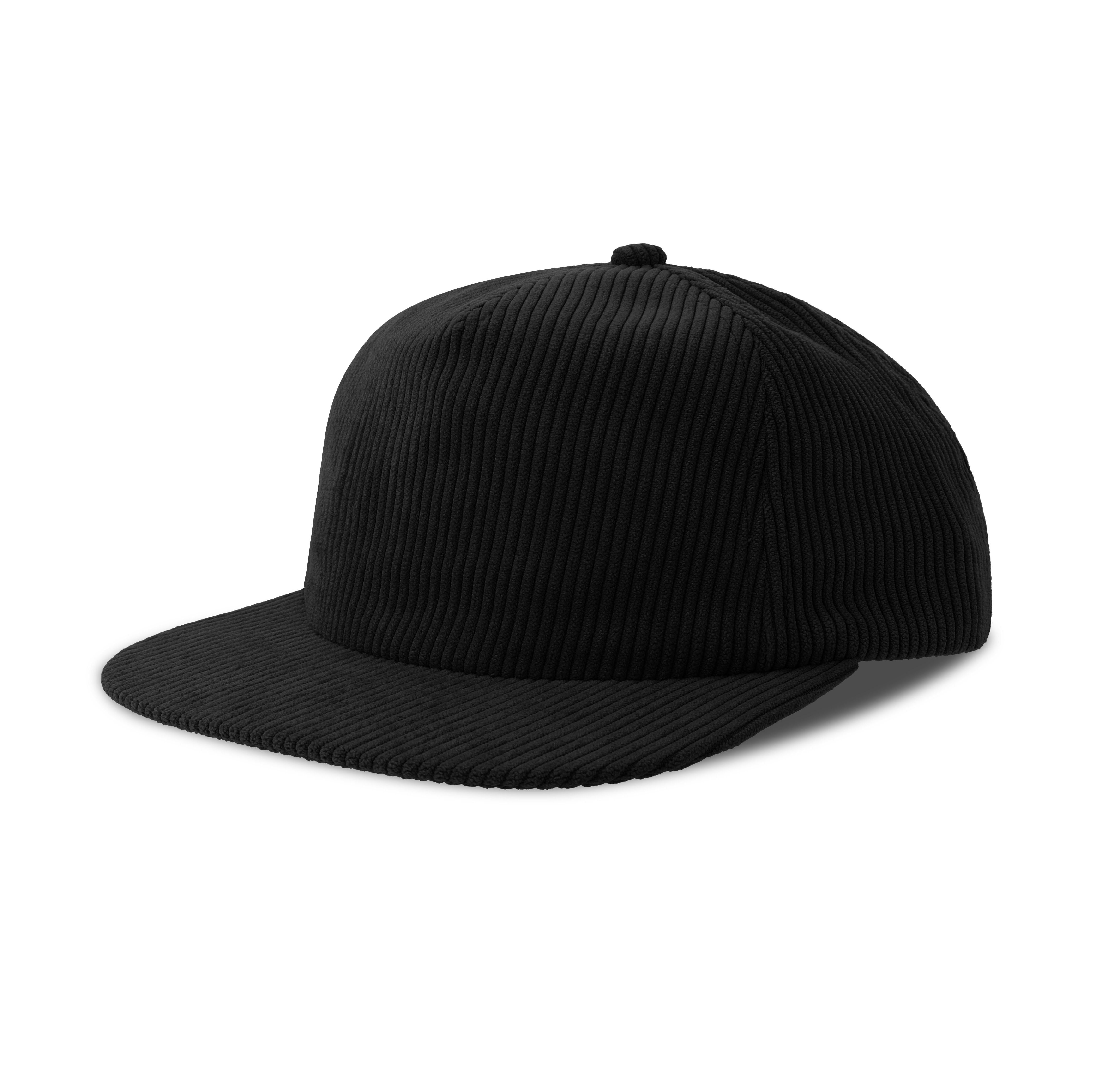 Casquette 5 Pans en Velours Côtelé - Black