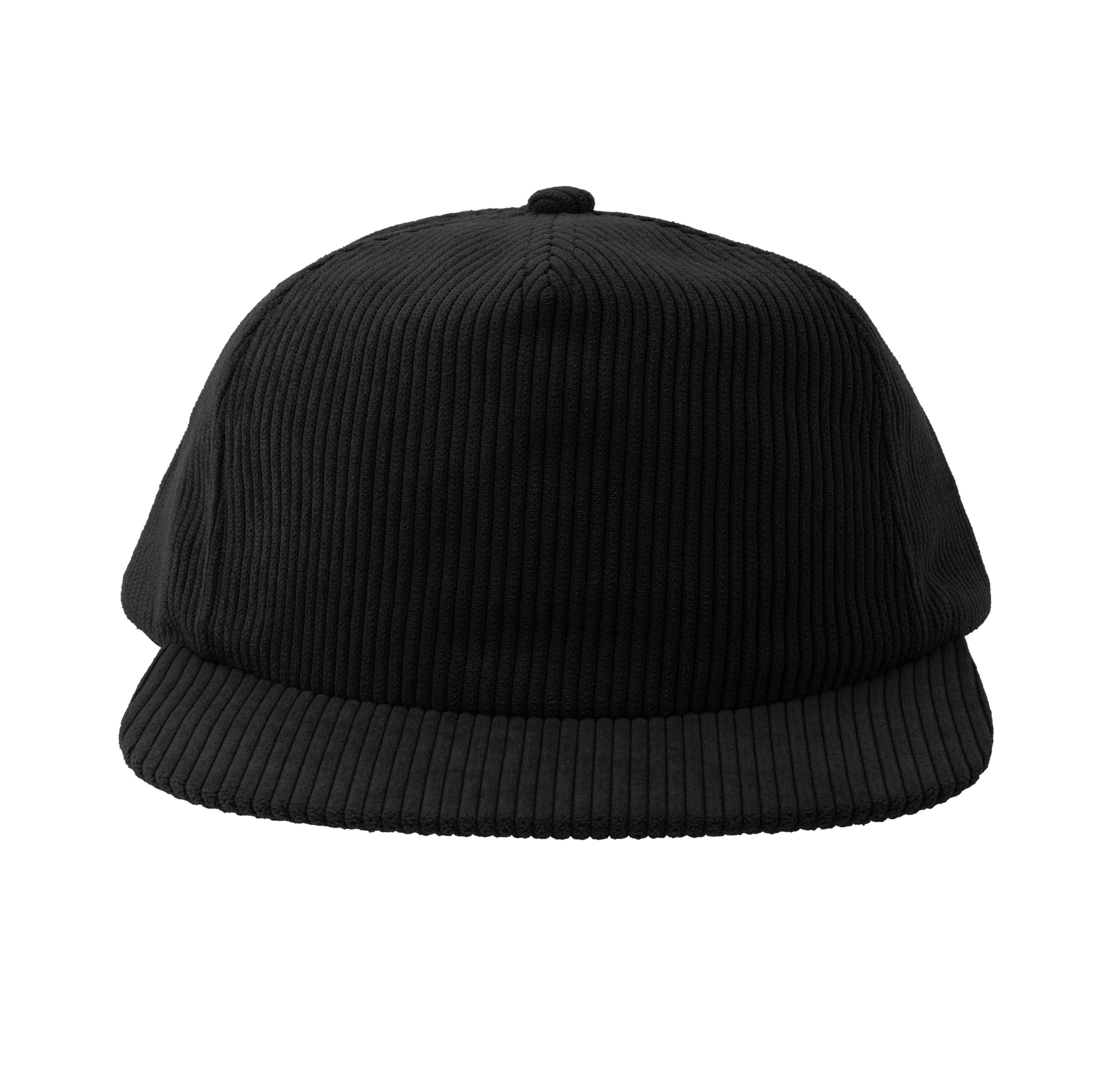 Casquette 5 Pans en Velours Côtelé - Black