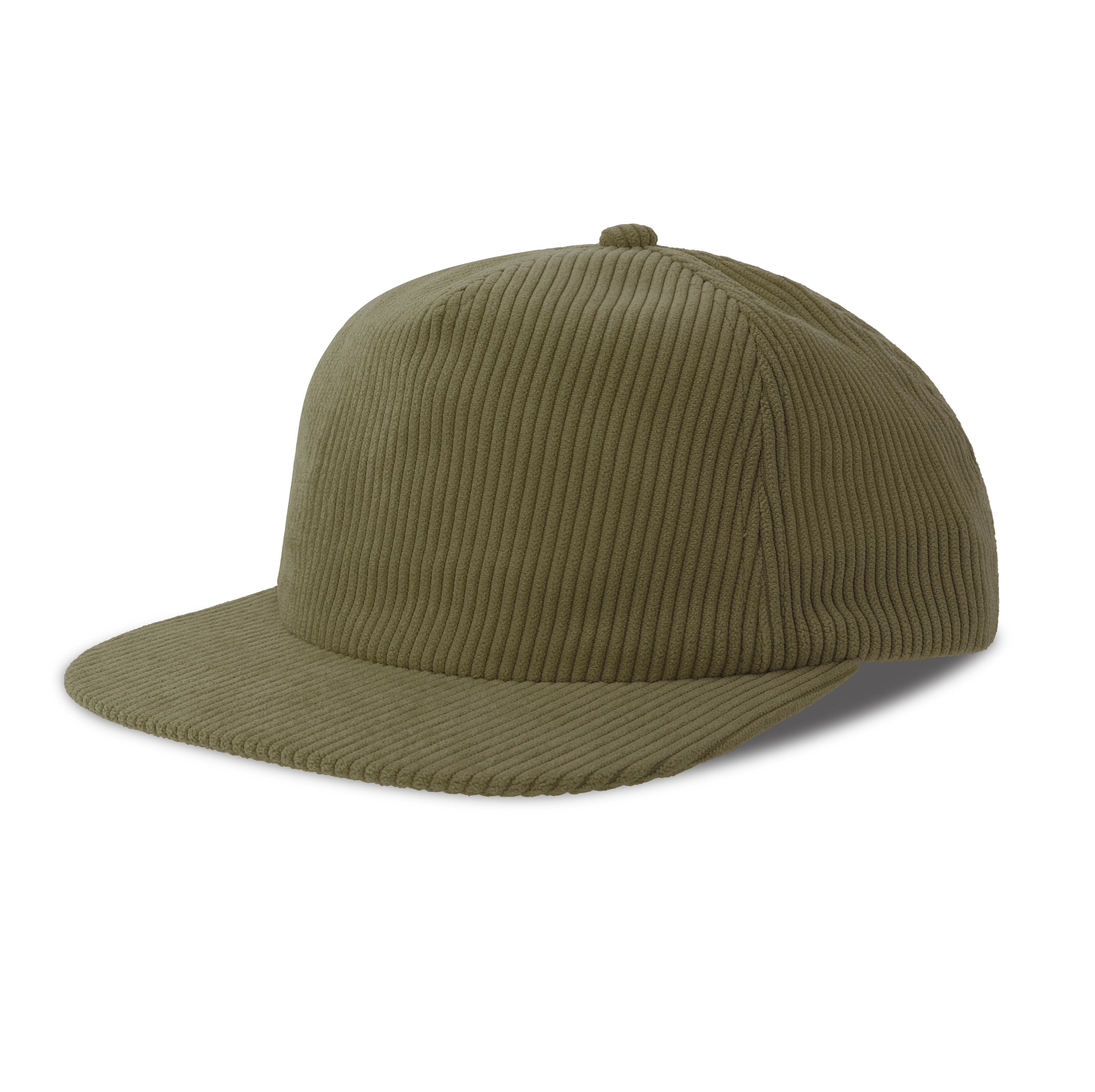 Casquette 5 Pans en Velours Côtelé - Olive