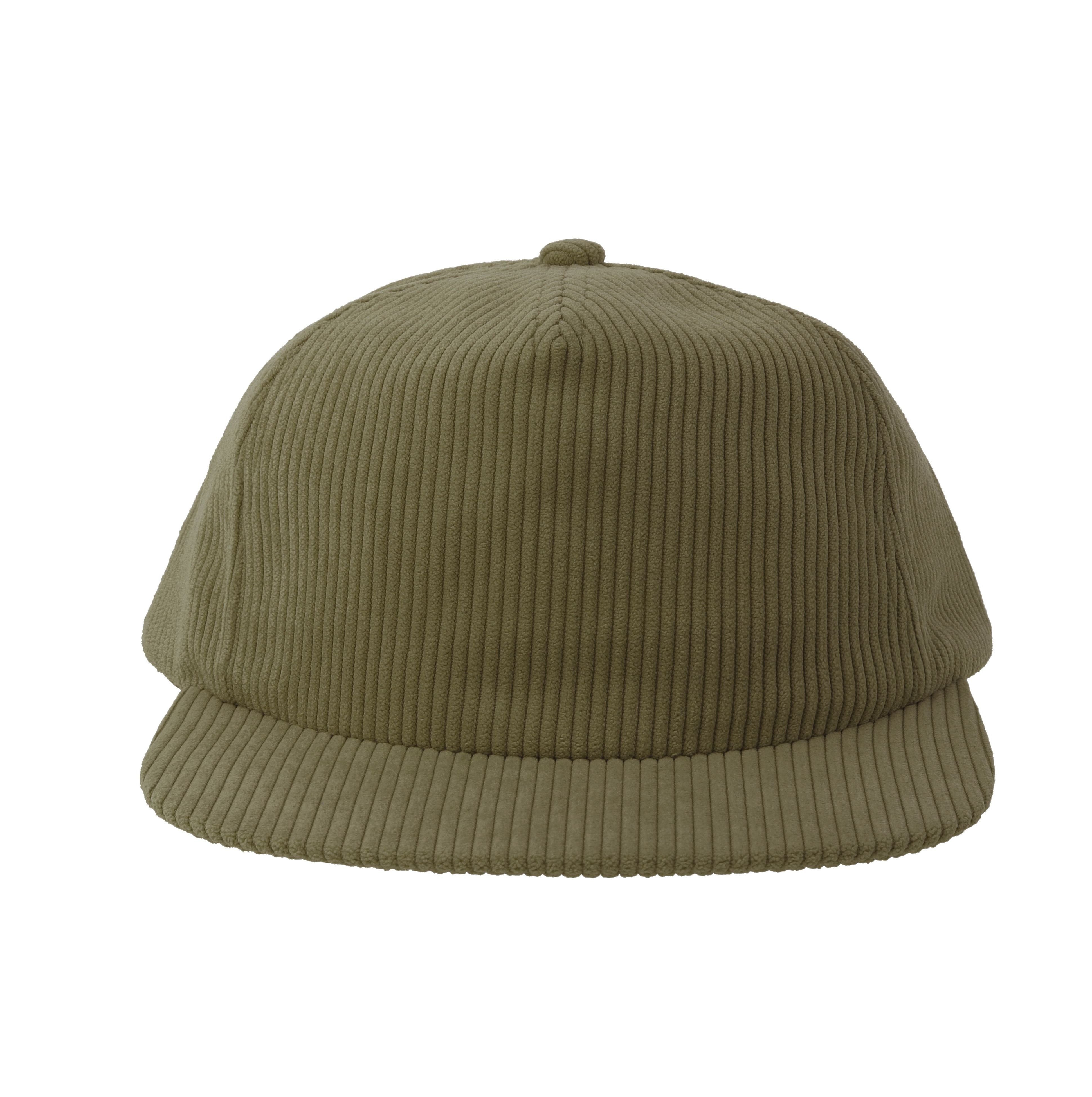 Casquette 5 Pans en Velours Côtelé - Olive
