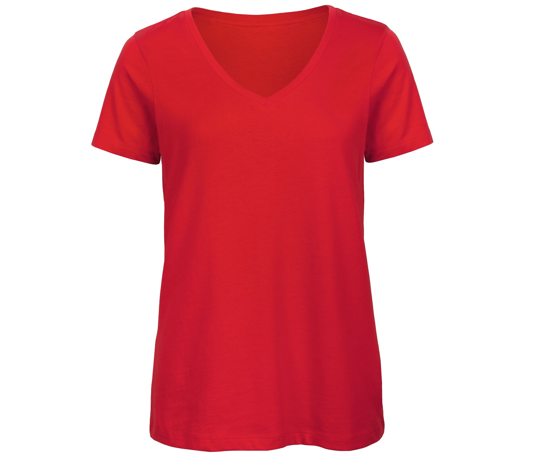 Tee-Shirt Femme Col V en Coton Bio - Red