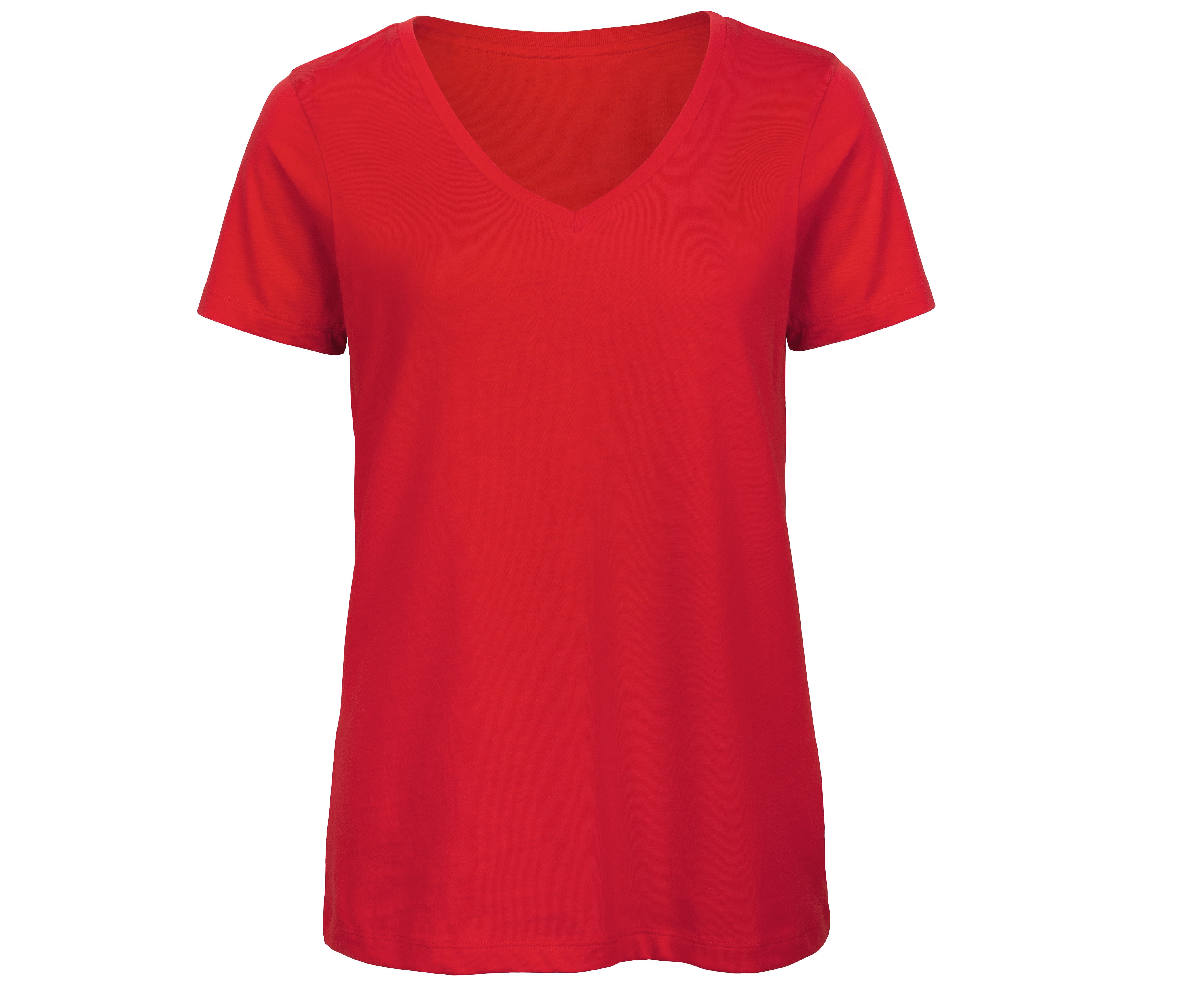 Tee-Shirt Femme Col V en Coton Bio - Red