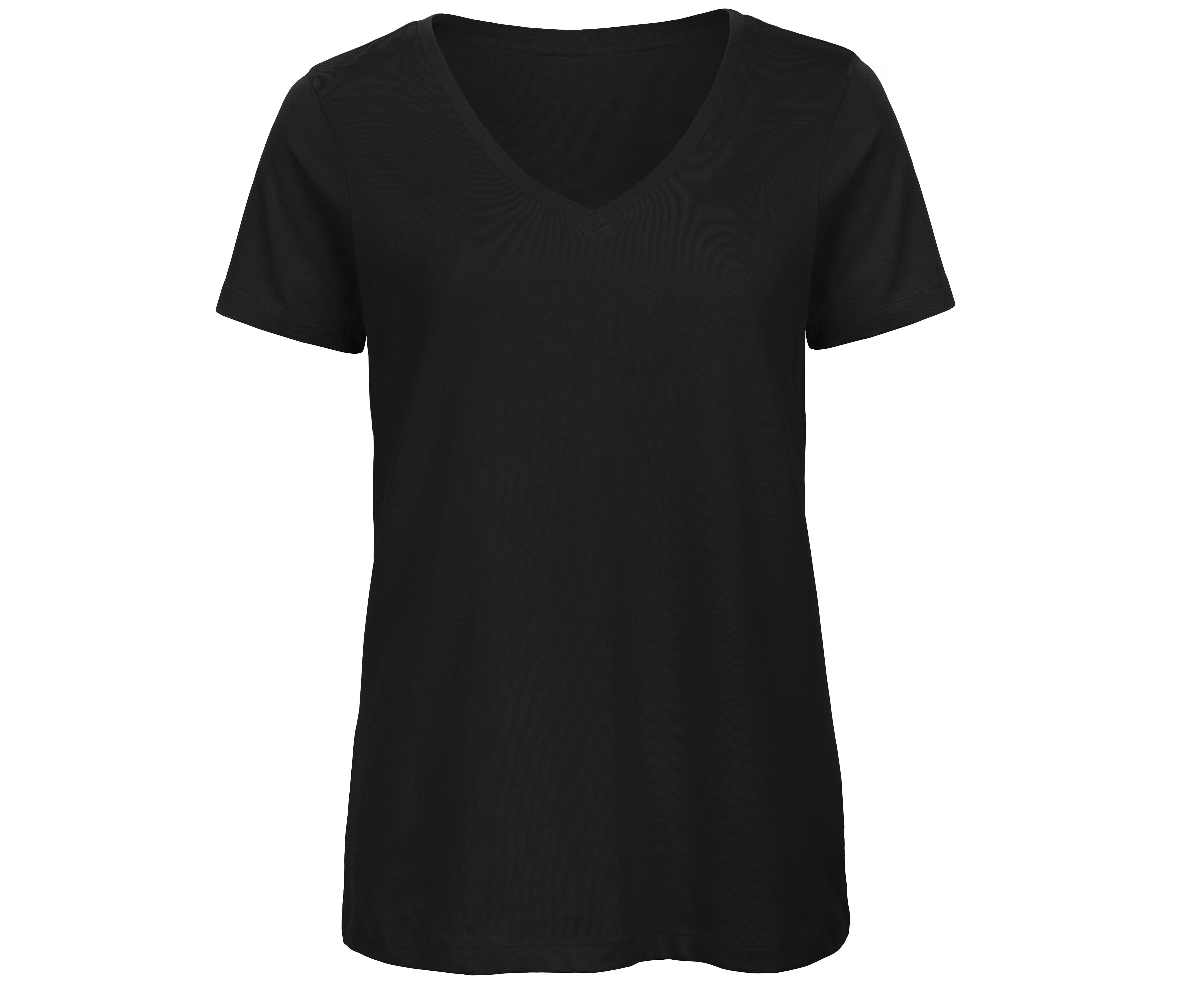 Tee-Shirt Femme Col V en Coton Bio - Black