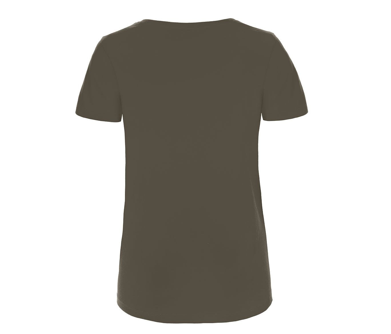 Tee-Shirt Femme Col V en Coton Bio - Khaki