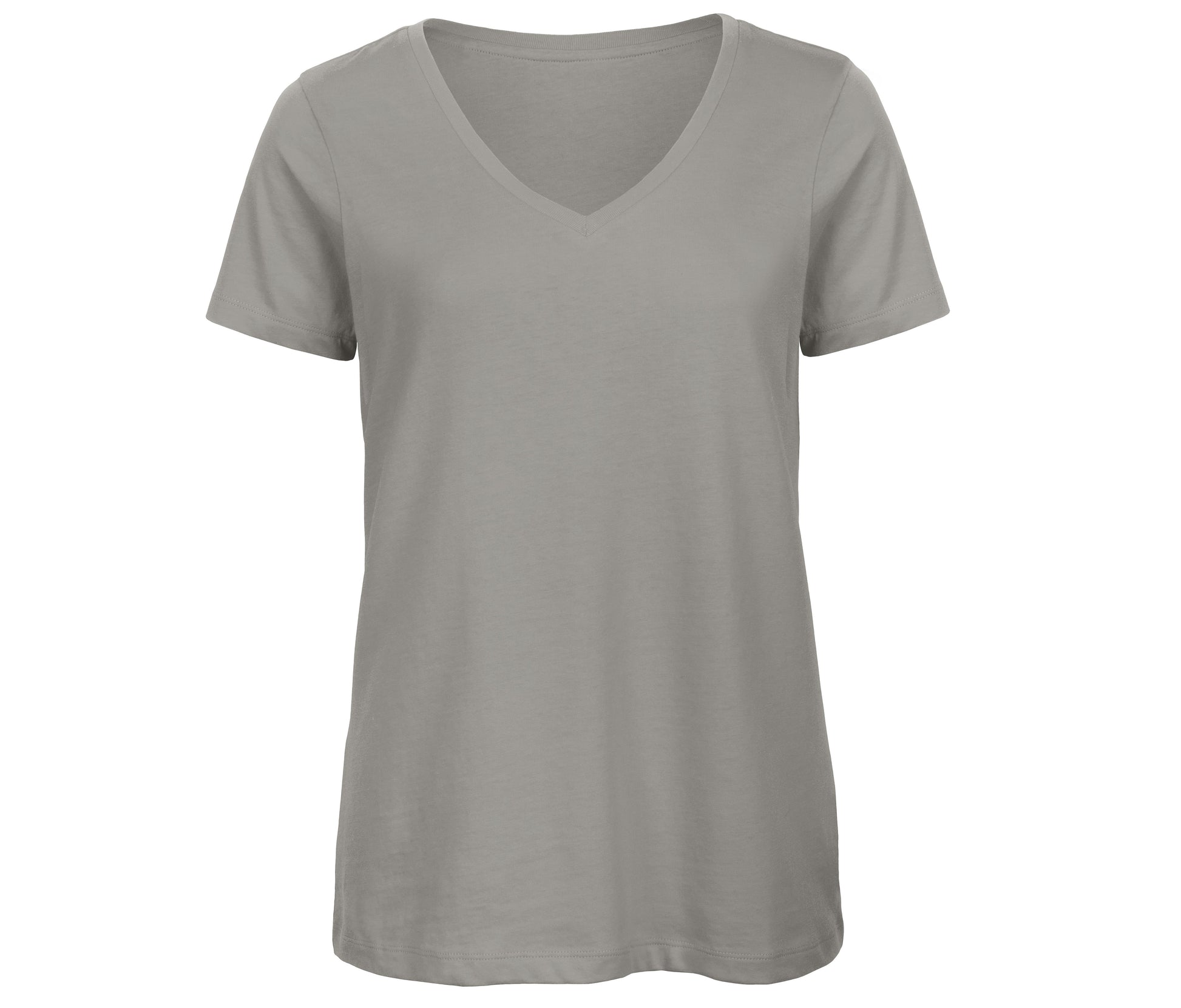 Tee-Shirt Femme Col V en Coton Bio - Light Grey