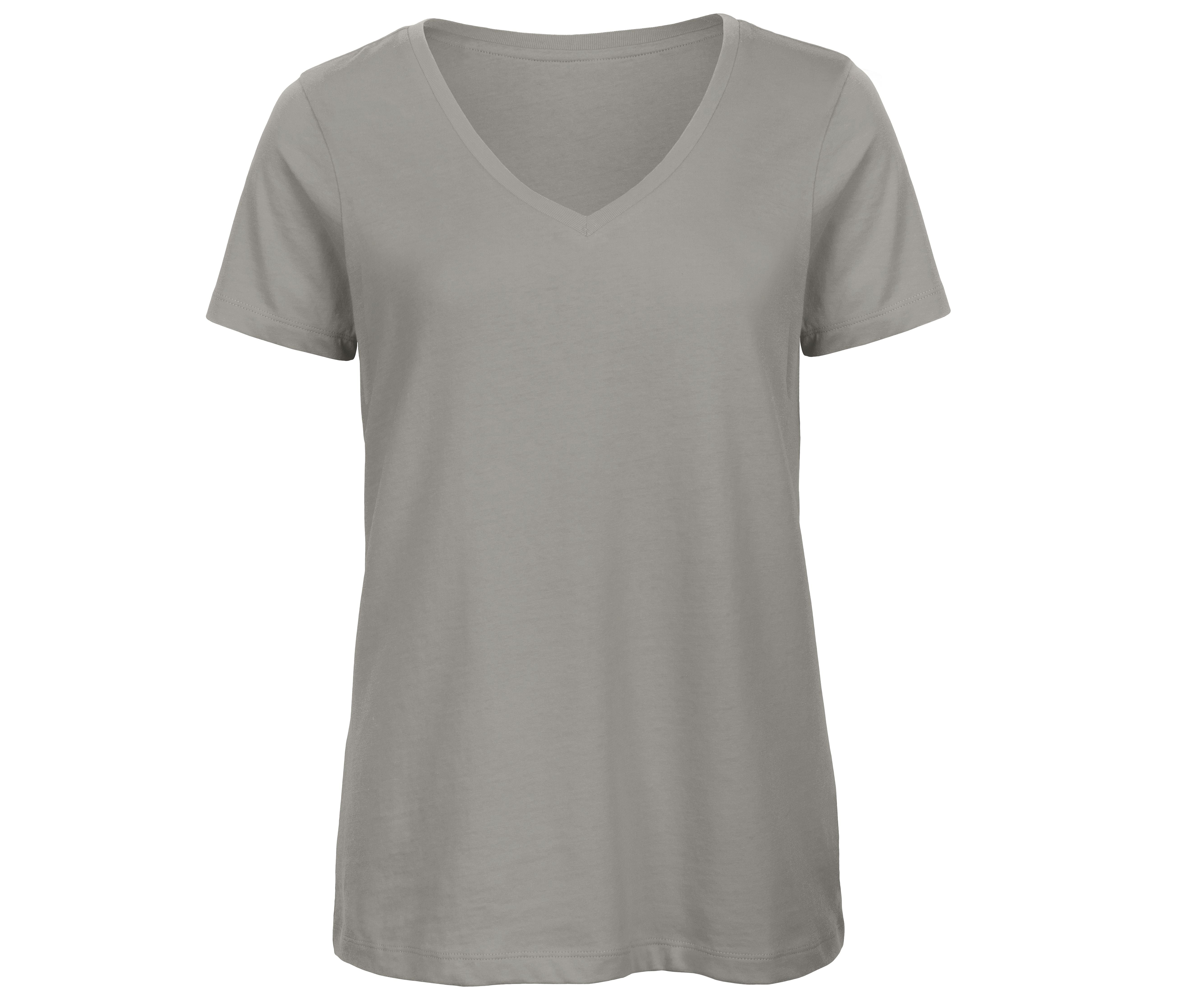 Tee-Shirt Femme Col V en Coton Bio - Light Grey