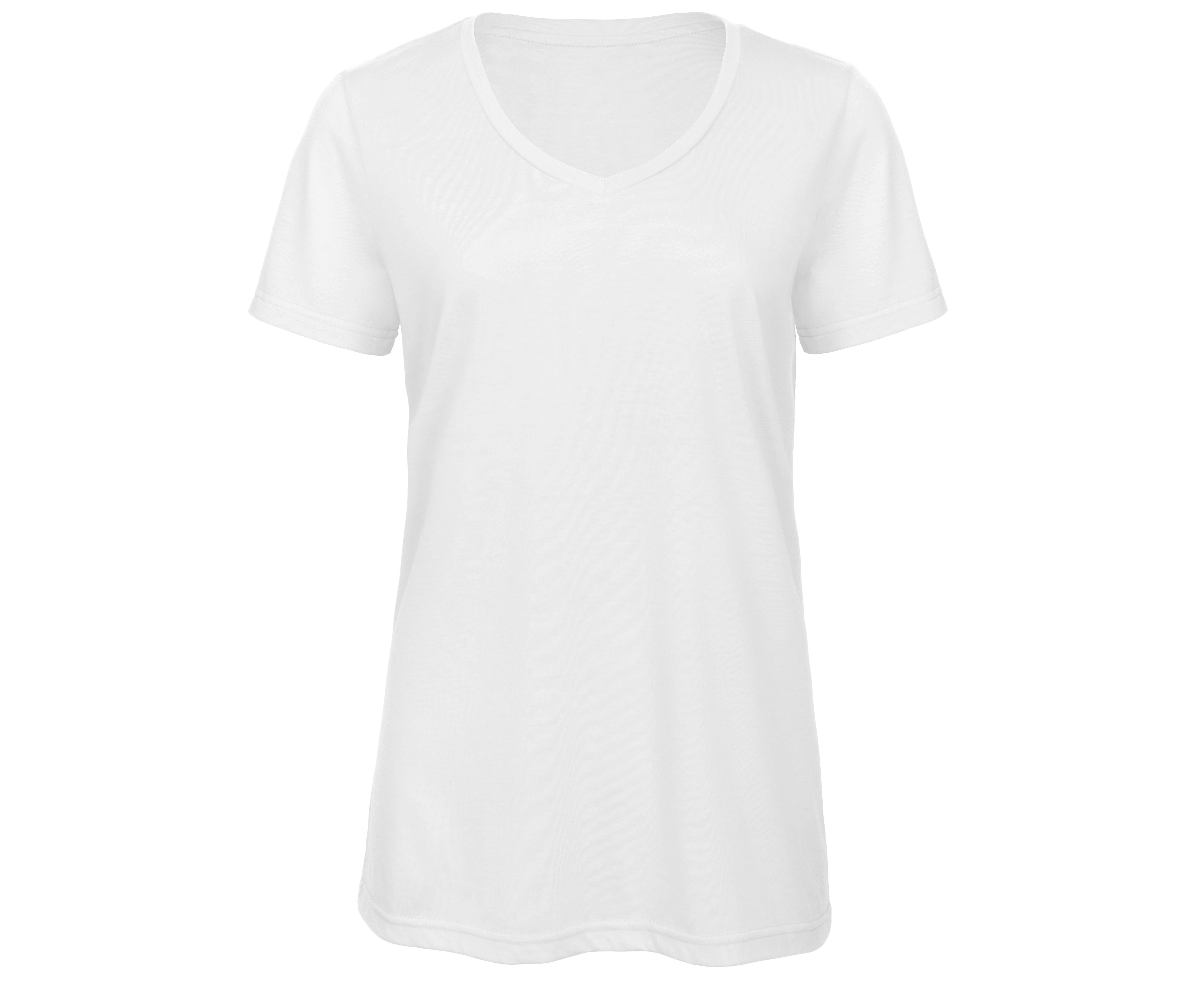 Tee-Shirt Col V Femme Tri-Blend - White