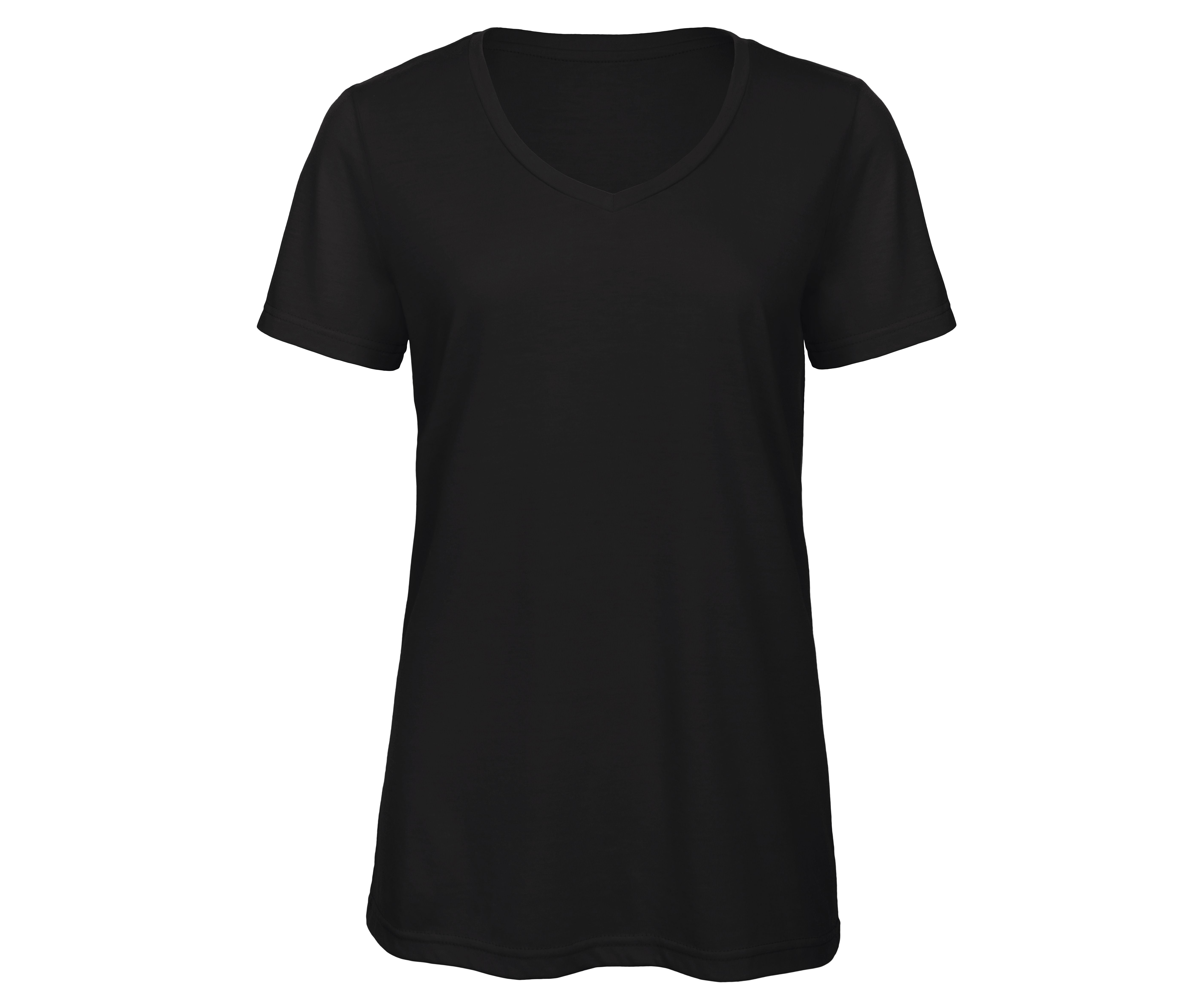 Tee-Shirt Col V Femme Tri-Blend - Black