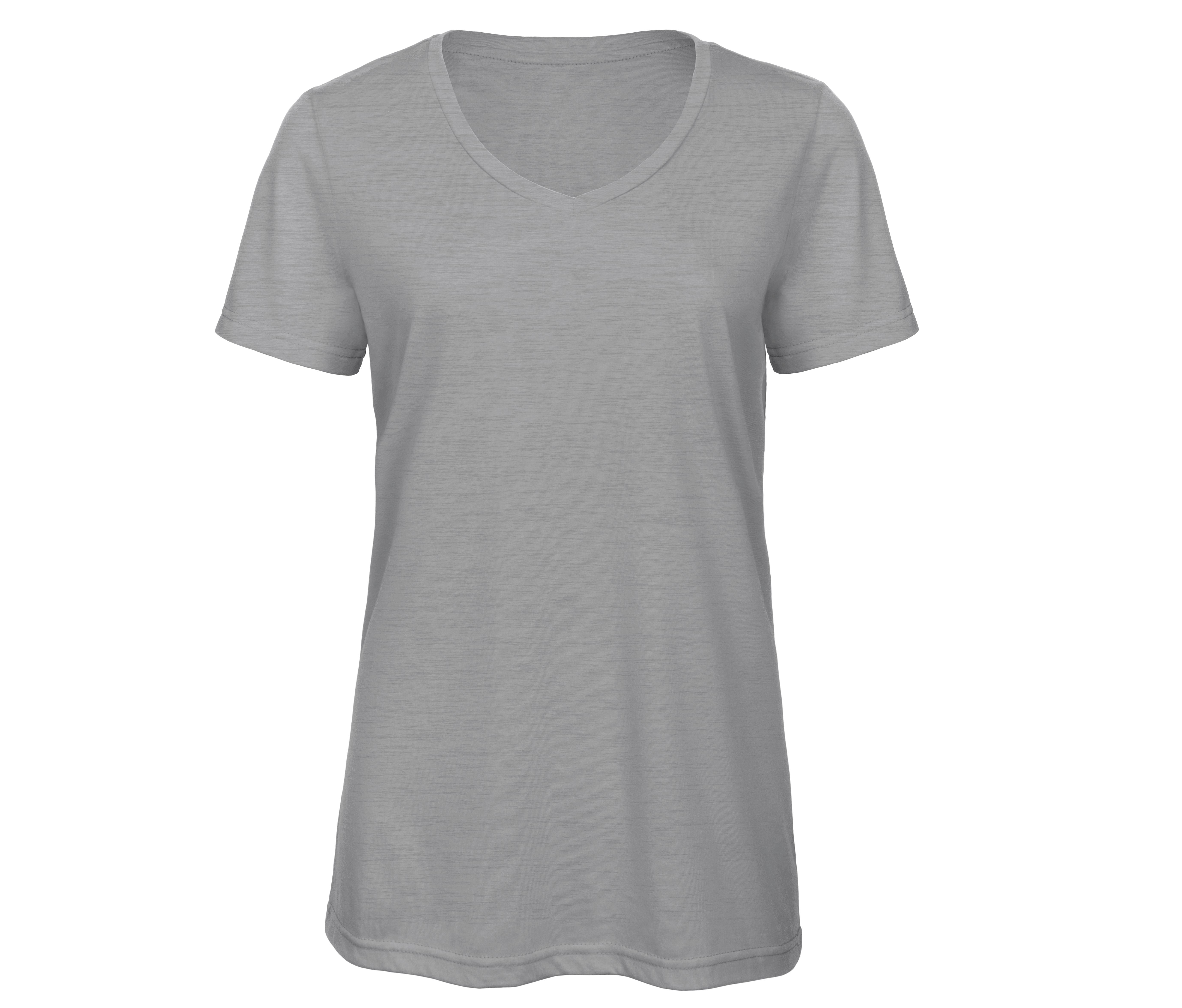 Tee-Shirt Col V Femme Tri-Blend - Heather Light Grey