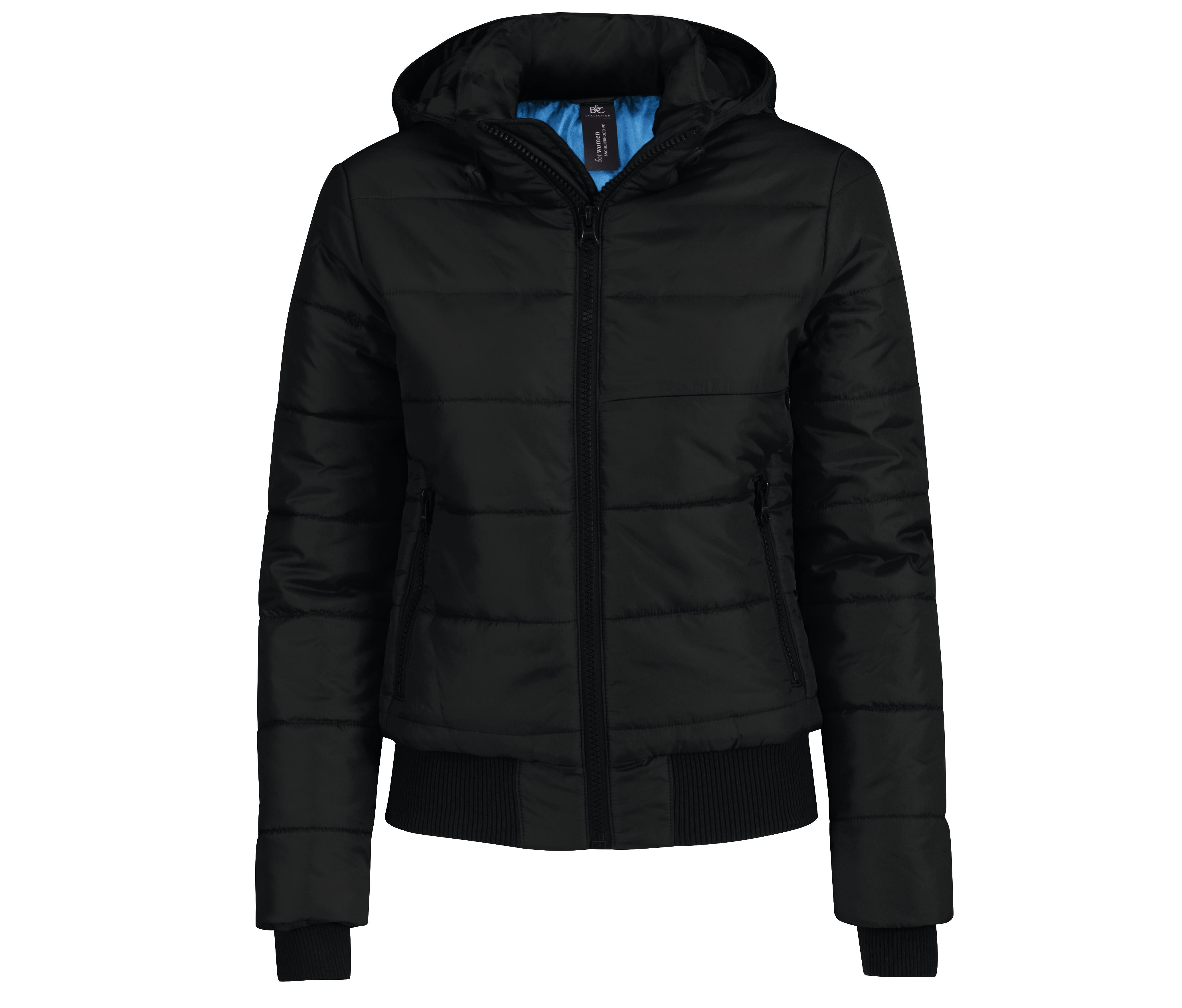 Blouson Doudoune Capuche Femme - Black/cobalt Blue