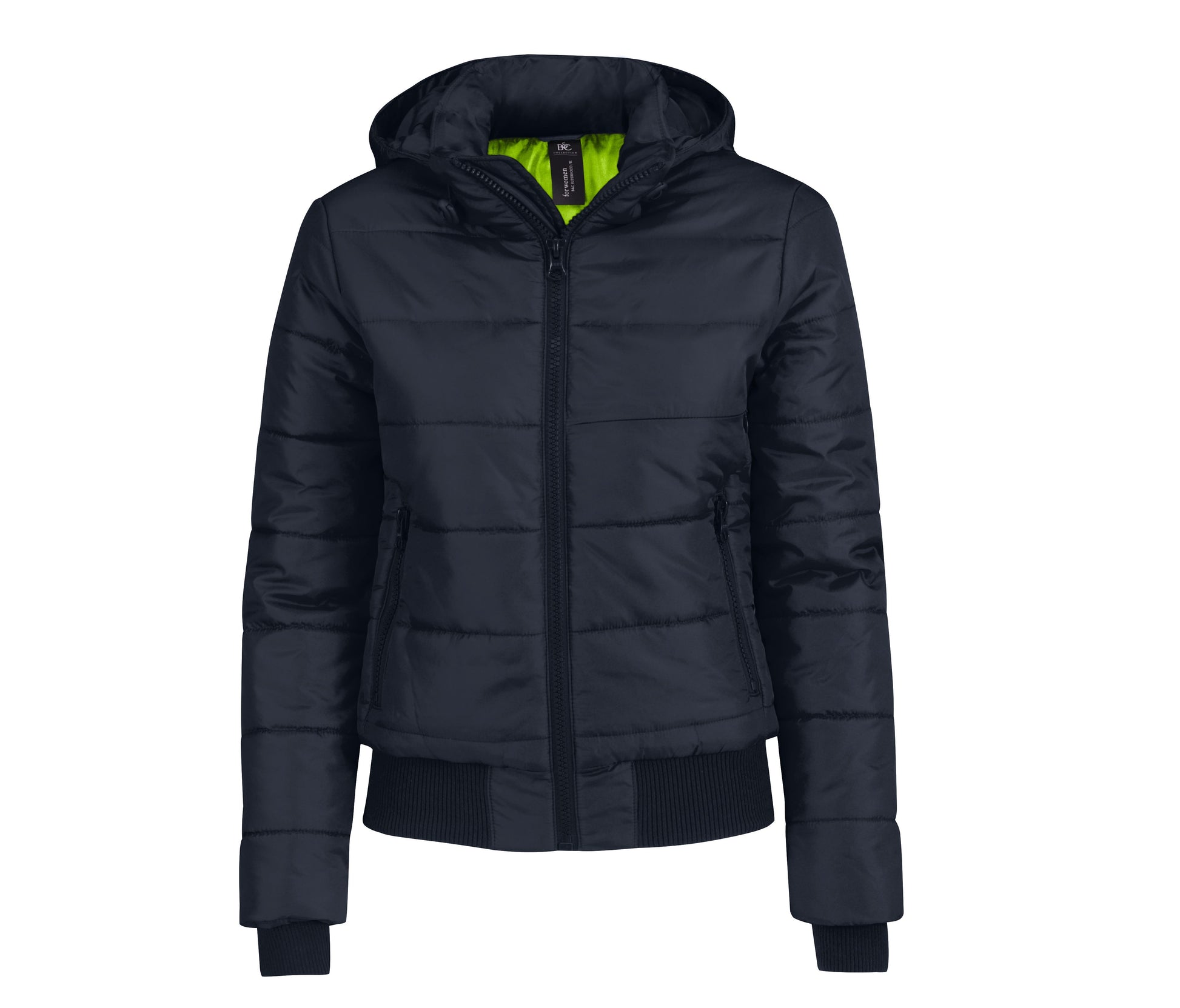 Blouson Doudoune Capuche Femme - Navy/neon Lime