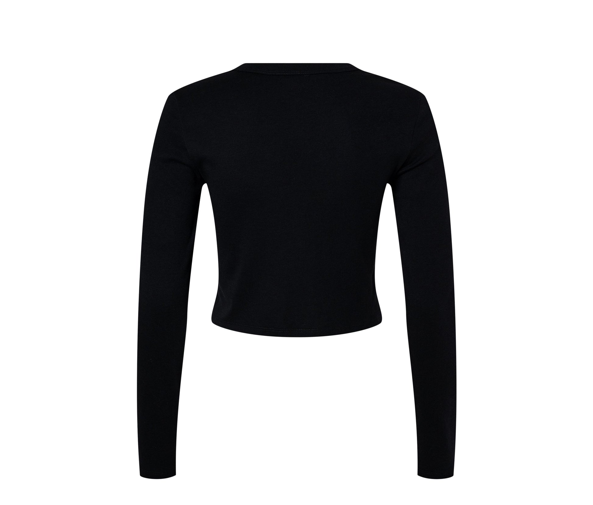Tee-Shirt Court Manches Longues Femme - Solid Black Blend