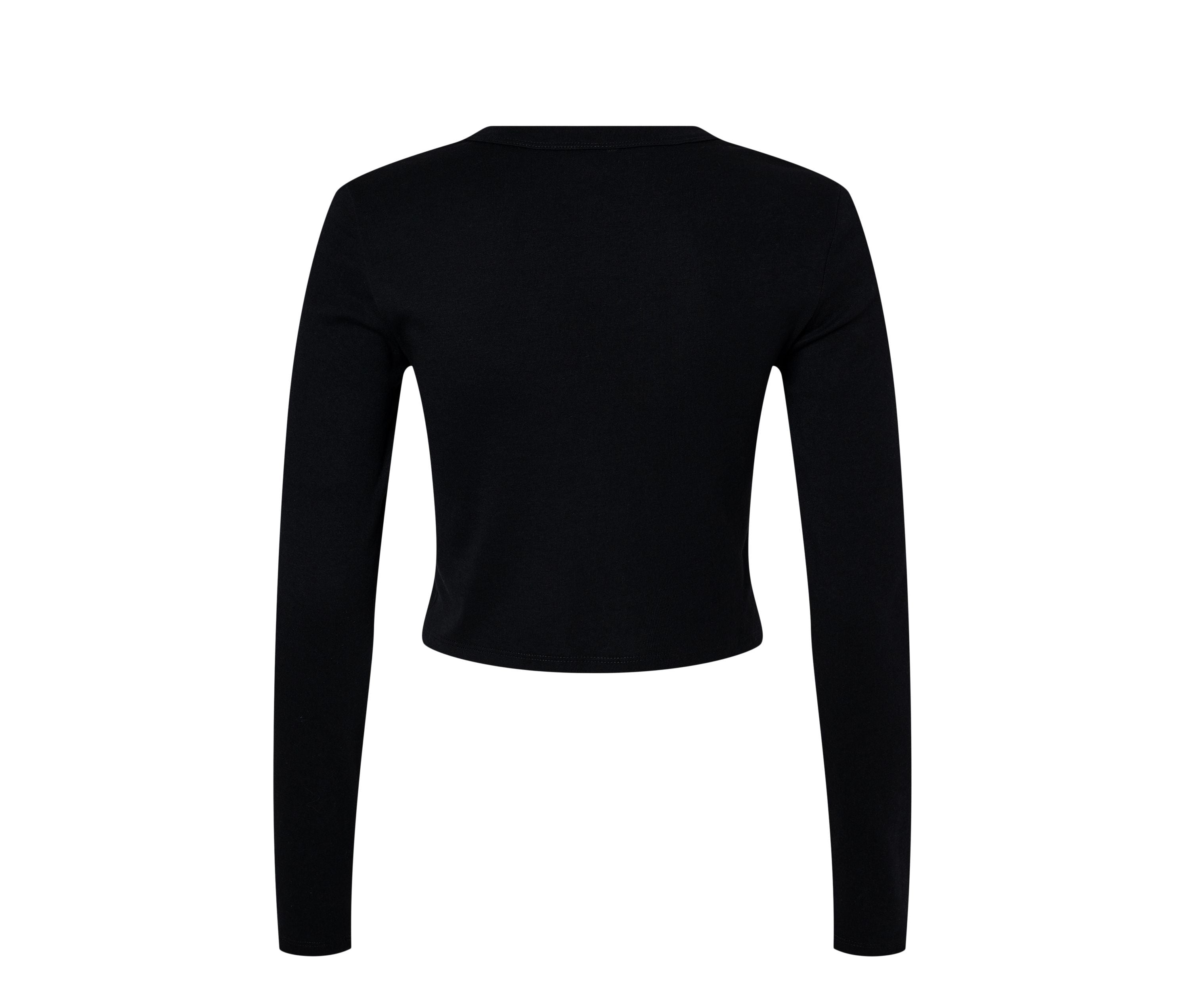 Tee-Shirt Court Manches Longues Femme - Solid Black Blend