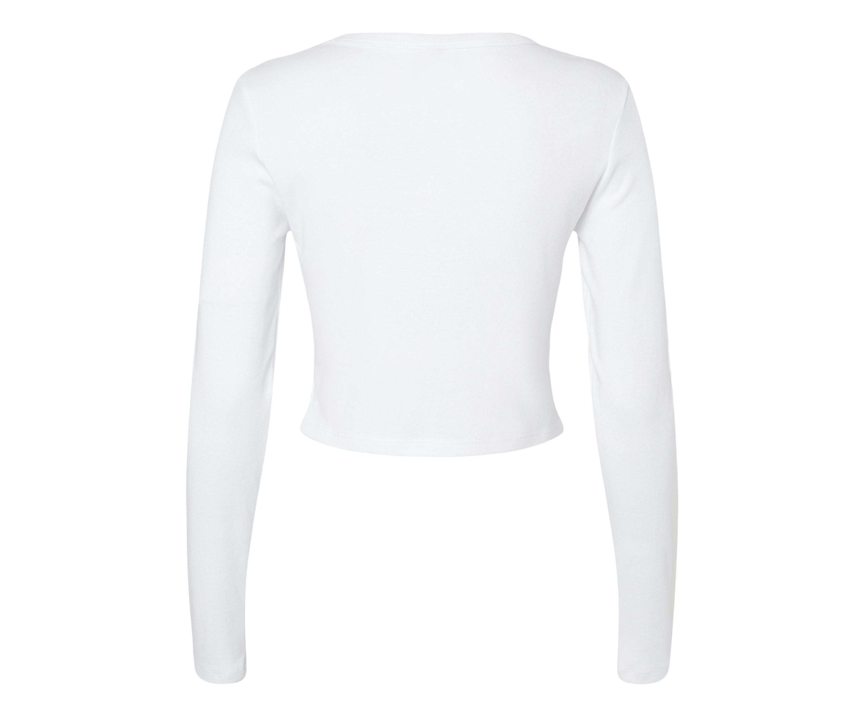 Tee-Shirt Court Manches Longues Femme - Solid White Blend