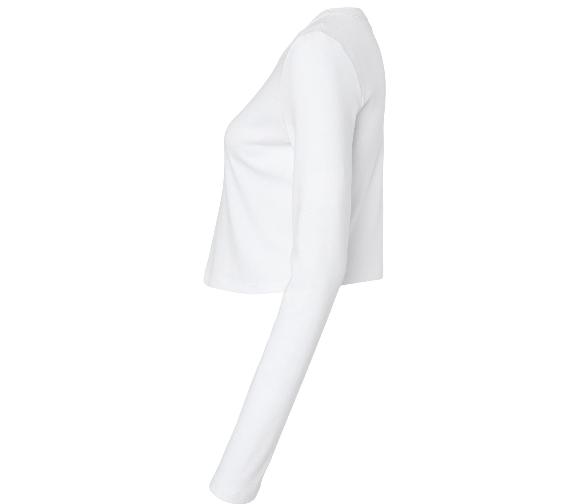 Tee-Shirt Court Manches Longues Femme - Solid White Blend