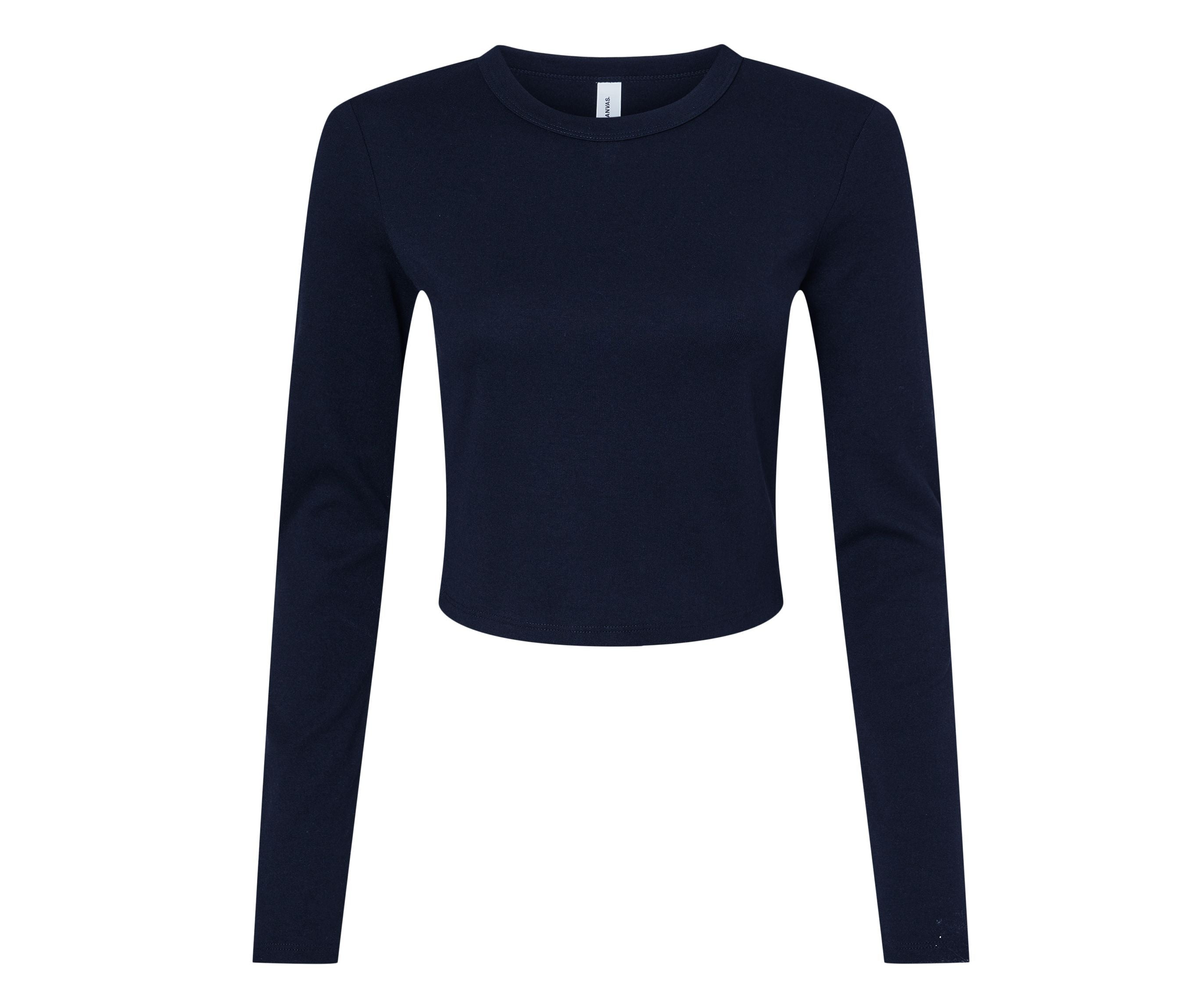 Tee-Shirt Court Manches Longues Femme - Solid Navy Blend