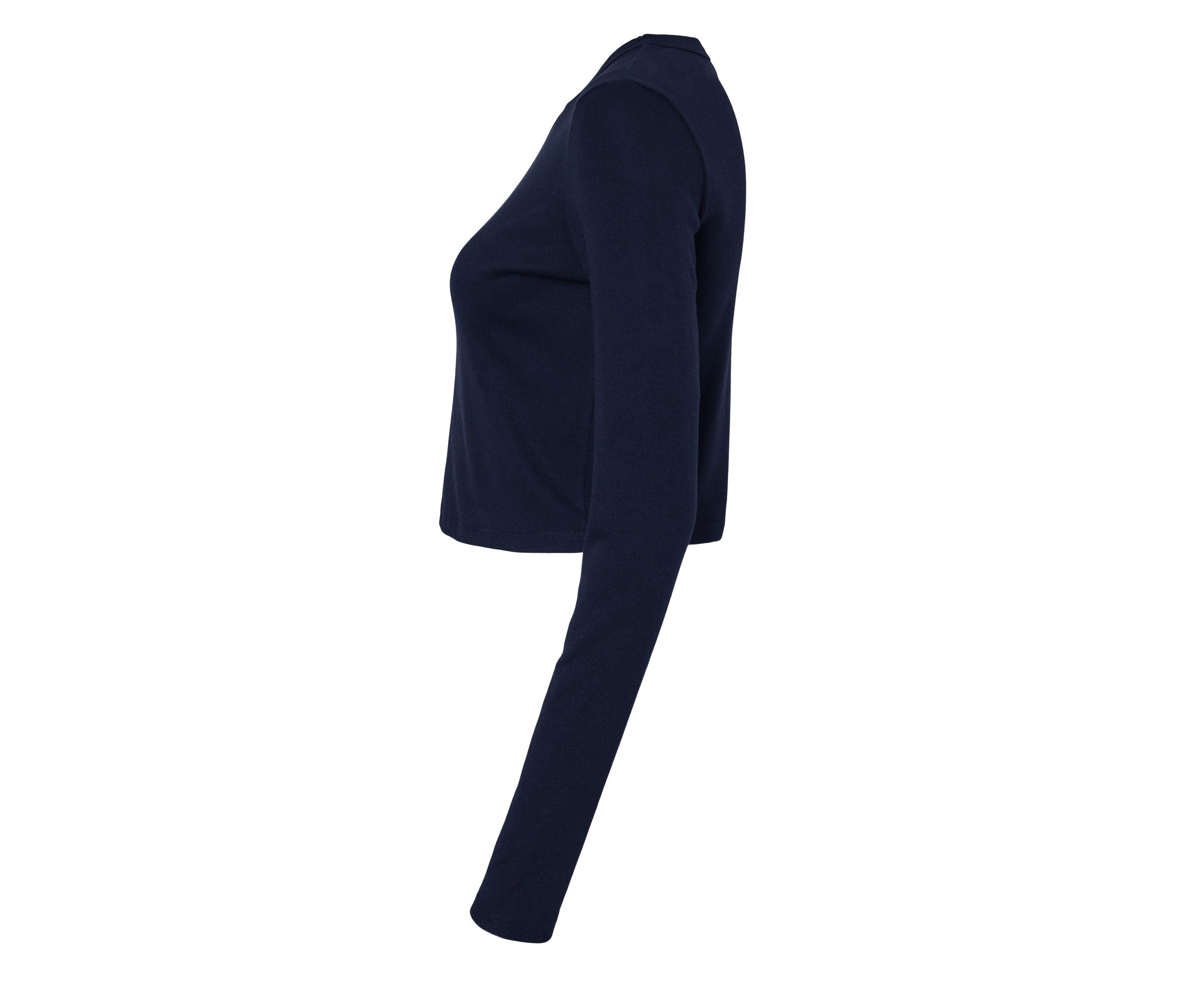 Tee-Shirt Court Manches Longues Femme - Solid Navy Blend