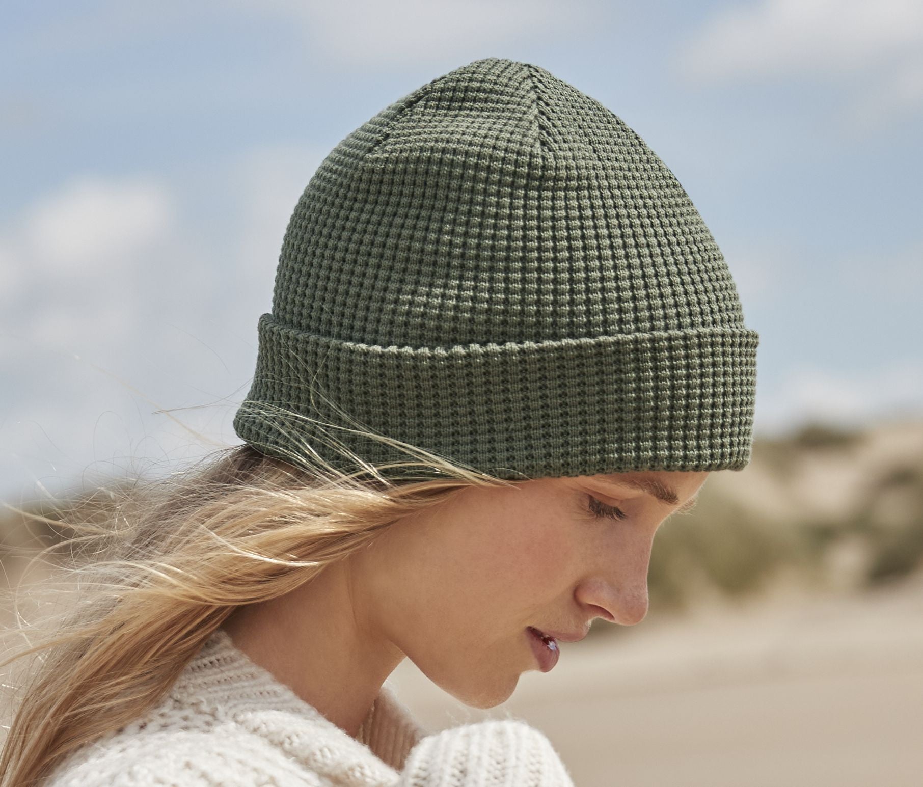 Bonnet nid d'abeille en coton organique