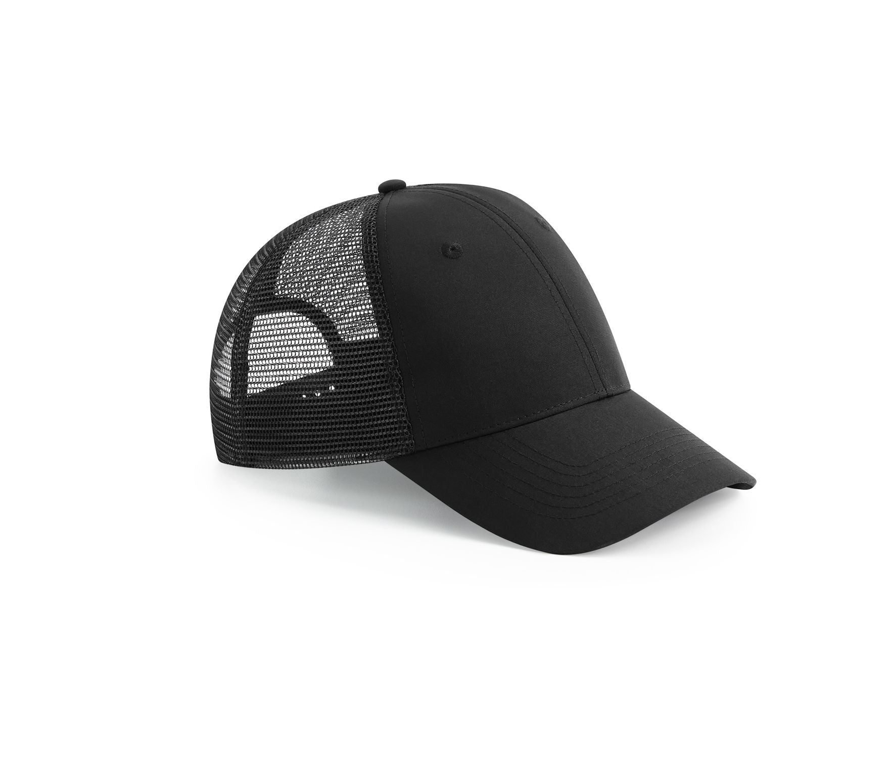 Casquette 6 Pans Style Trucker en Polyester Recyclé - Black