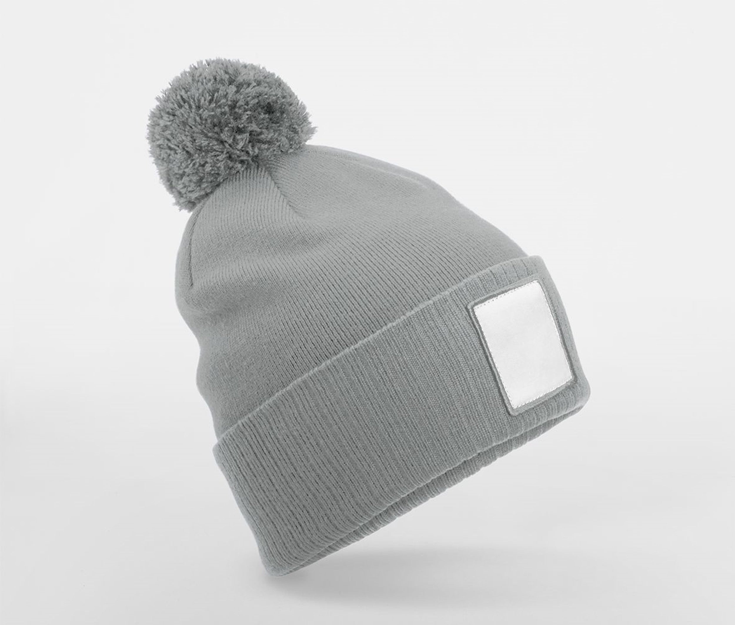 Bonnet Avec Pompon et Patch - Ash / White