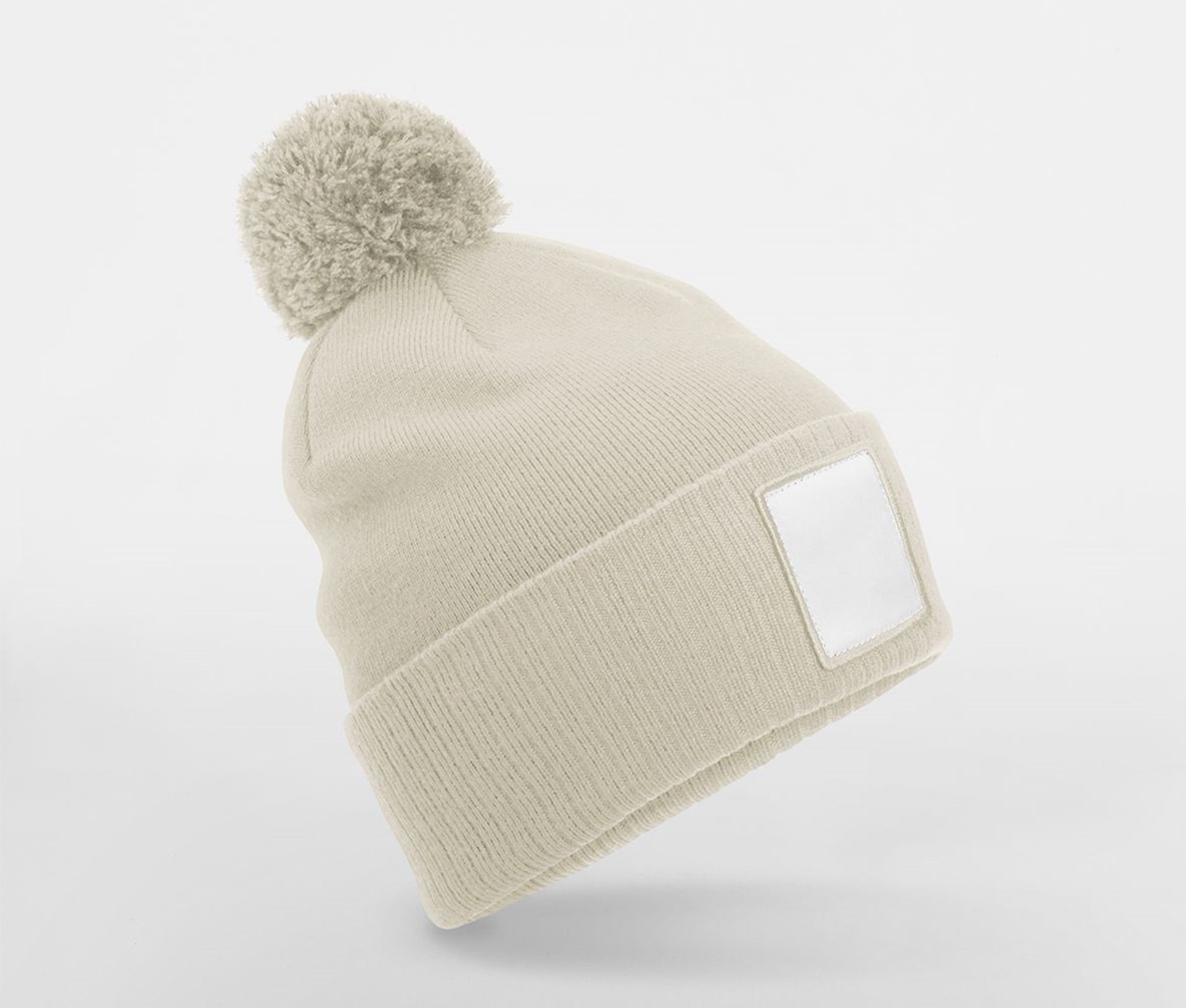 Bonnet Avec Pompon et Patch - Oatmeal/white