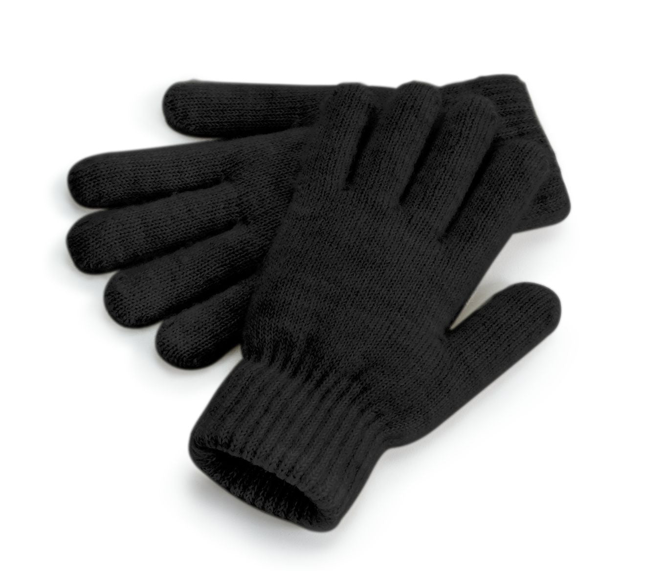 Gants Avec Poignets en Maille Côtelée - Black Marl